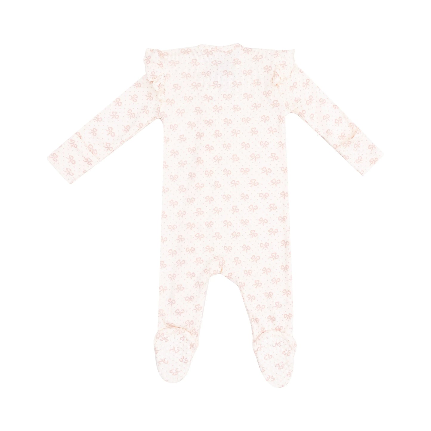2 Way Ruffle Sleeve Zipper Footie Vintage Mini Bows.