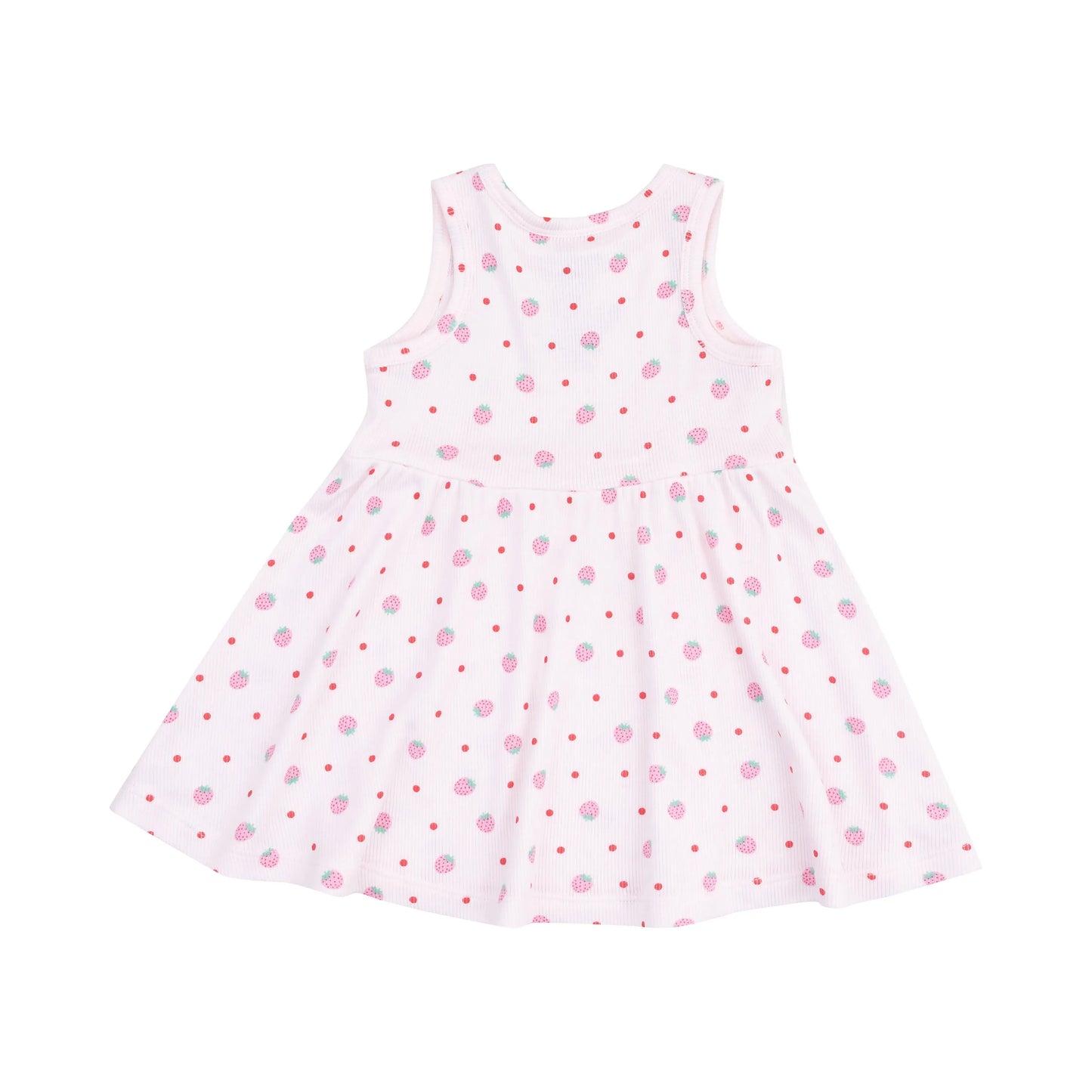 Tank Dress and Bloomer Set for Toddlers in Strawberry Swiss Dot.