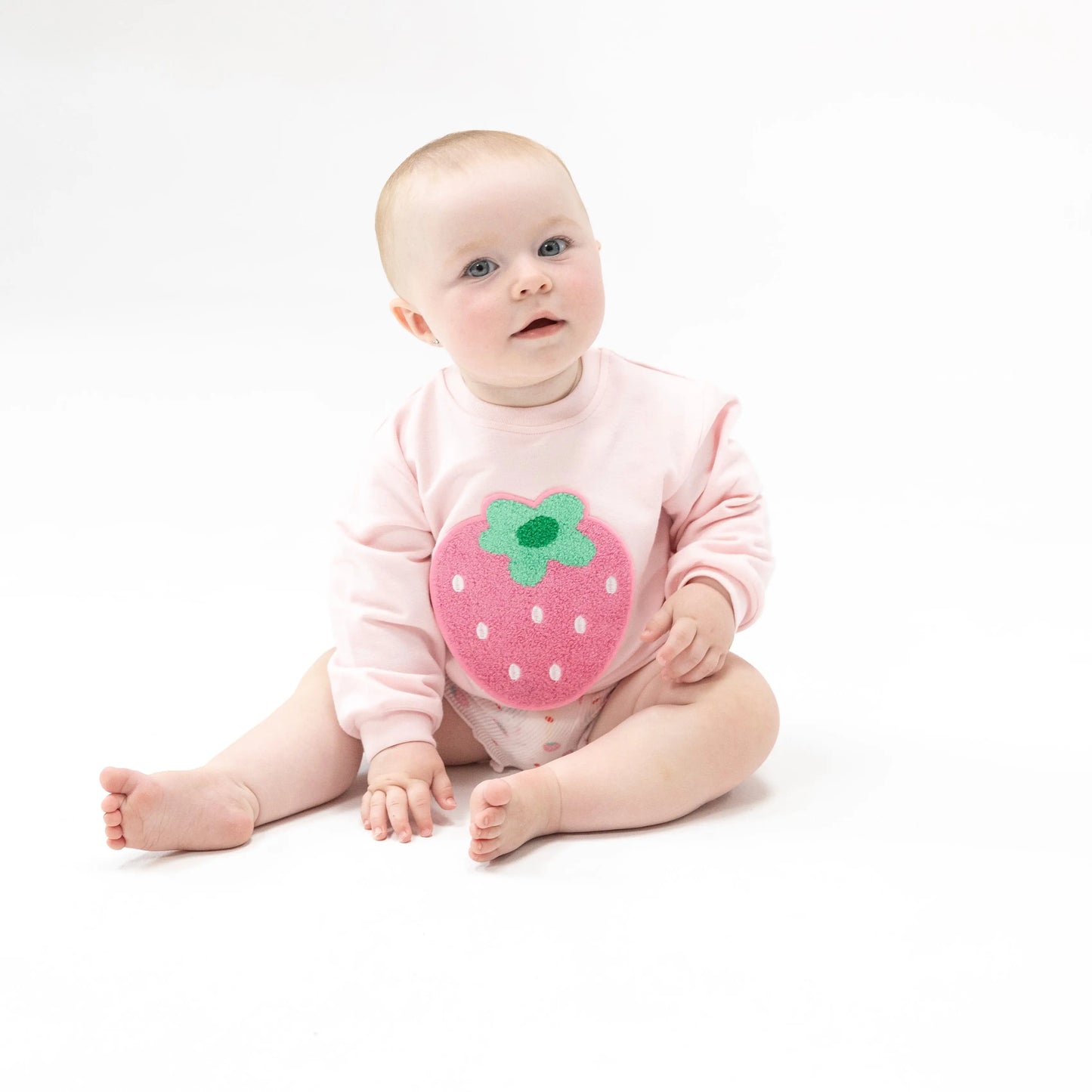 Oversize Sweatshirt With Applique Strawberry Swiss Dot French Terry Angel Dear