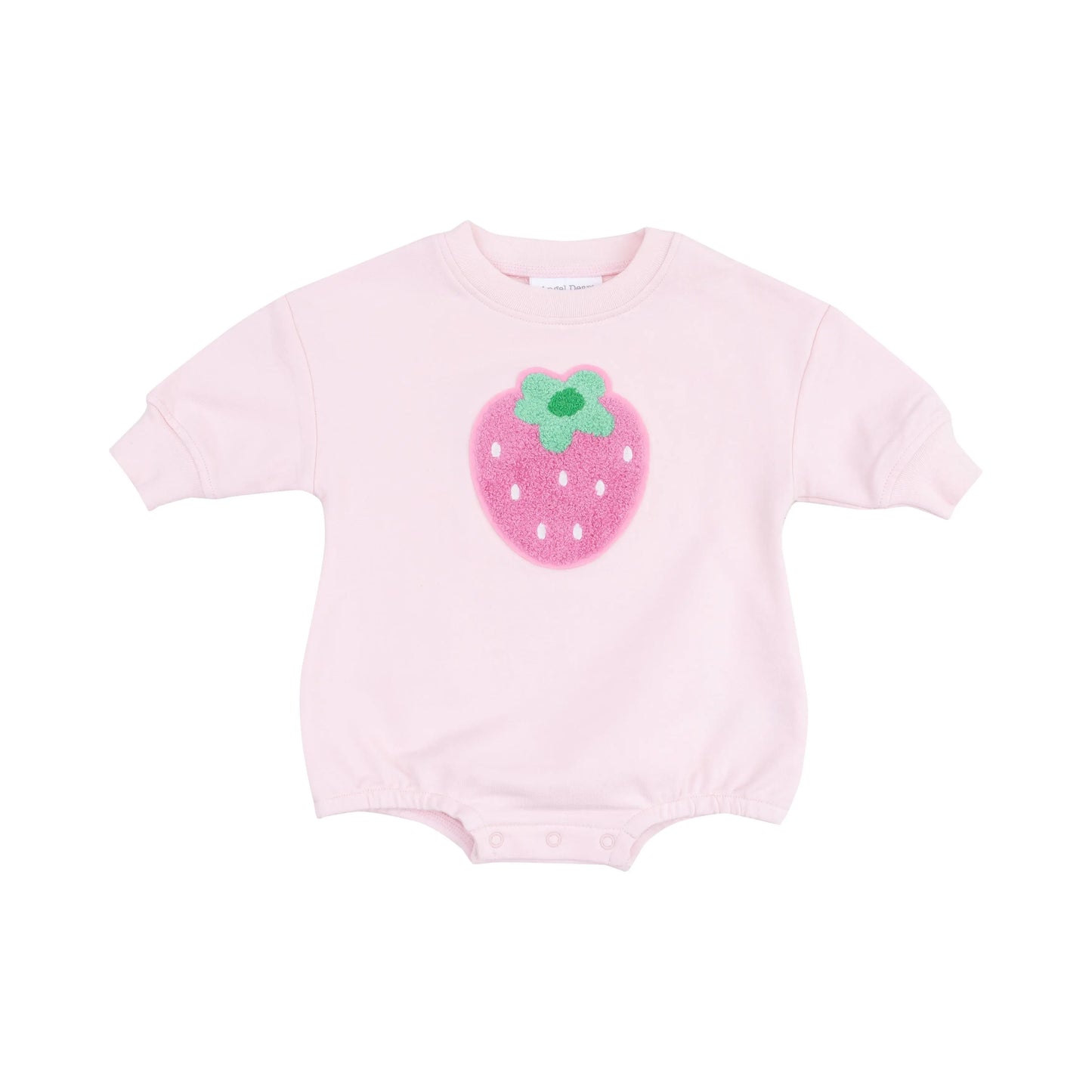 Strawberry Applique Sweatshirt Bubble French Terry Swiss Dot.