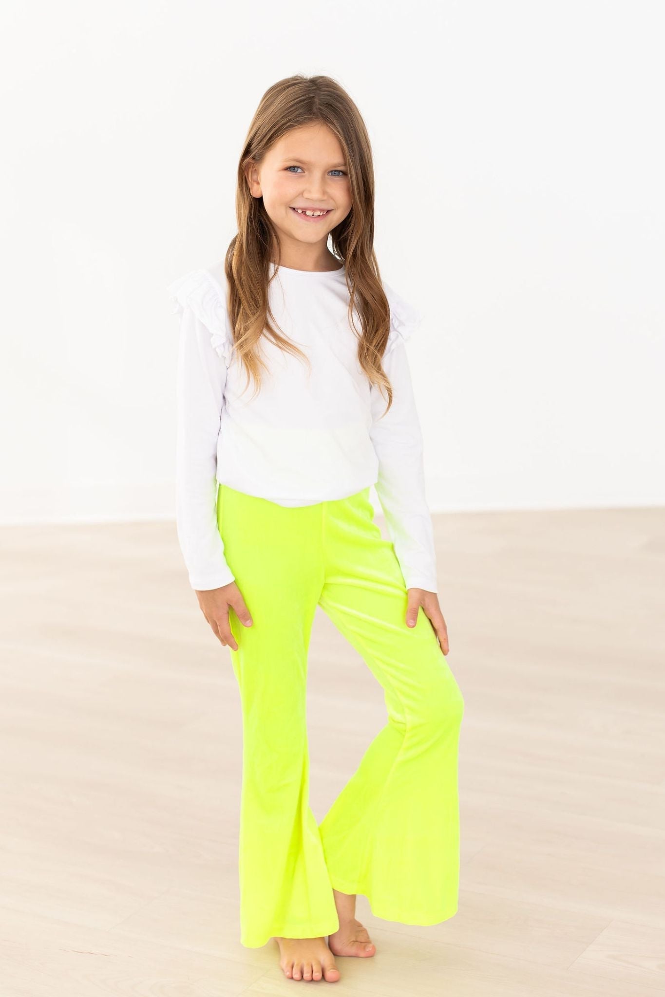 Mila & Rose ® Neon Yellow Velvet Bells for Girls Mila and Rose Kids - Apparel & Accessories > Clothing > Pants Velvet Bells