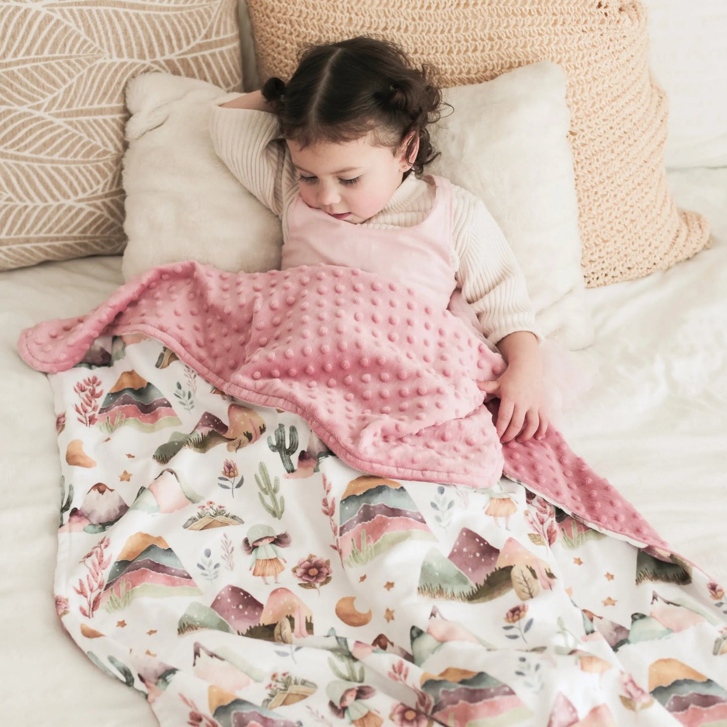 Baby Minky Blanket Dreamland Boho Design Soft Plush Fabric Honey Lemonade