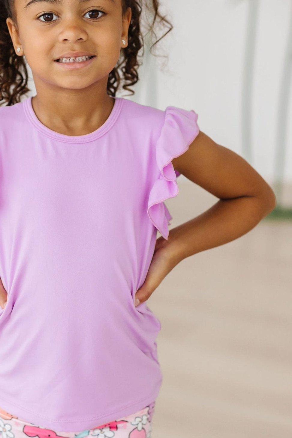 Mila & Rose ® Bright Lilac Short Sleeve Ruffle Tee Mila Rose Girls - Apparel & Accessories > Clothing > Clothing Tops > T-Shirts Ruffle Tee S/S