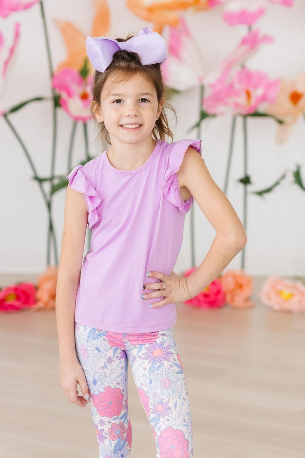 Mila & Rose ® Bright Lilac Short Sleeve Ruffle Tee Mila Rose Girls - Apparel & Accessories > Clothing > Clothing Tops > T-Shirts Ruffle Tee S/S