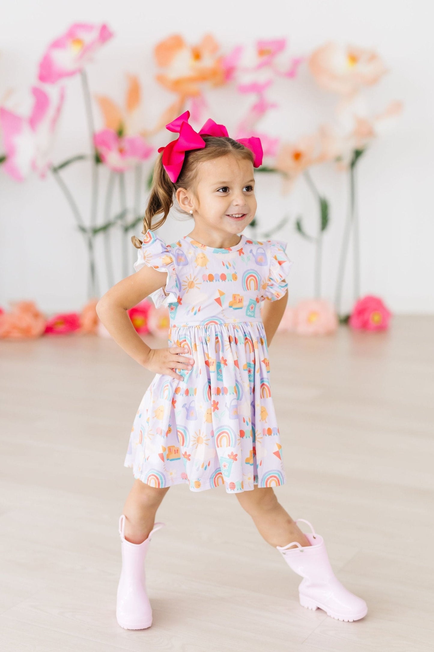 Mila & Rose ® Rainy Day Flutter Sleeve Twirl Dress for Toddlers Playtime - Apparel & Accessories > Clothing > Dresses Twirl Dress Flutter