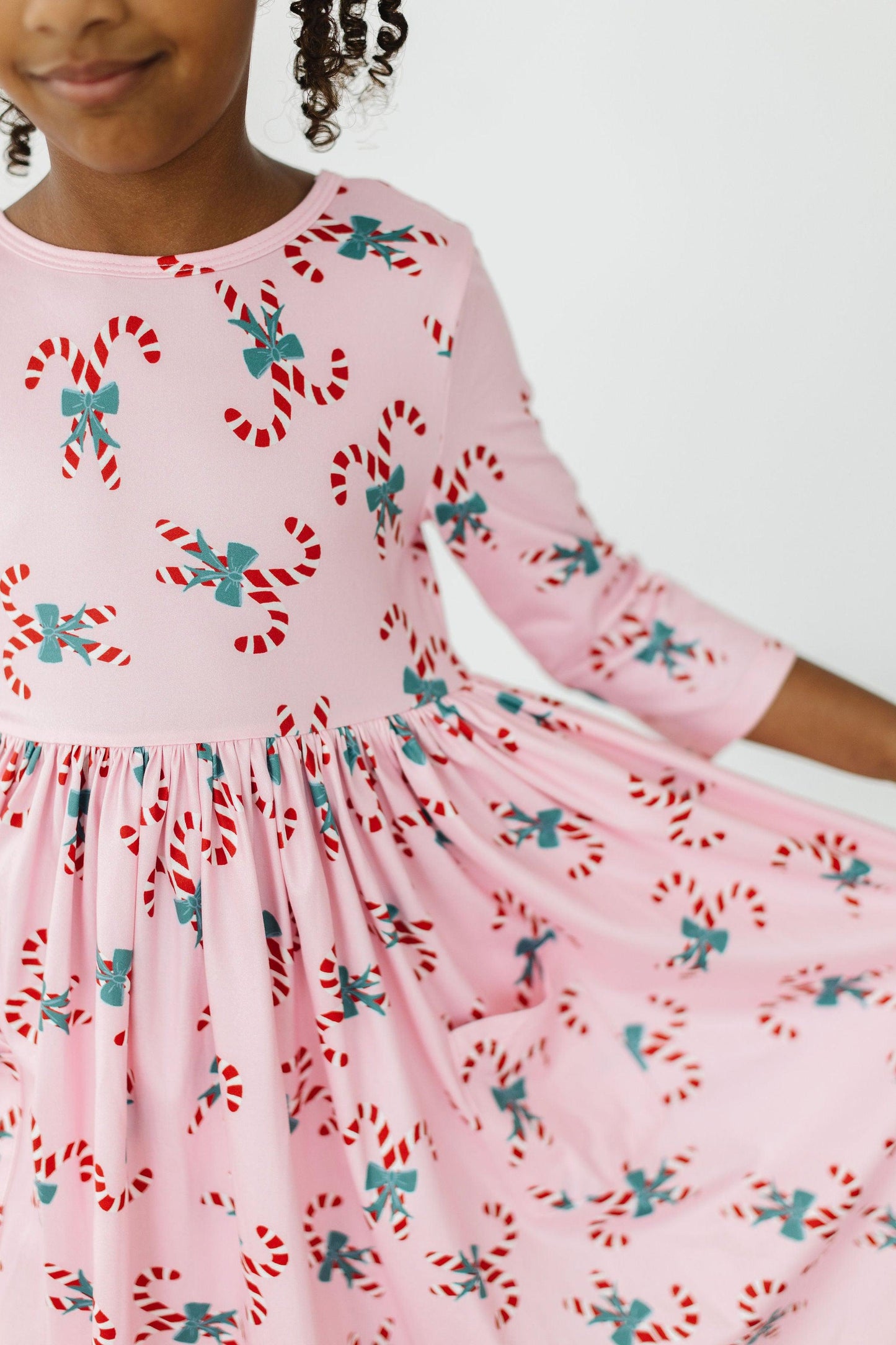 Mila & Rose ® Candy Cane Cutie Twirl Dress Three Quarter Sleeve Pocket - Apparel & Accessories > Clothing > Dresses Twirl Pocket Dress 3/4