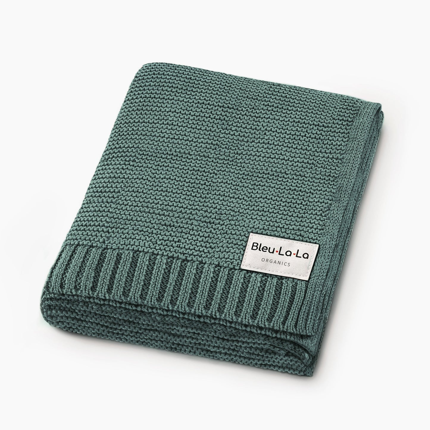 Heritage Knit 100 Percent Organic Cotton Luxury Knit Baby Swaddle Blanket Bleu La La