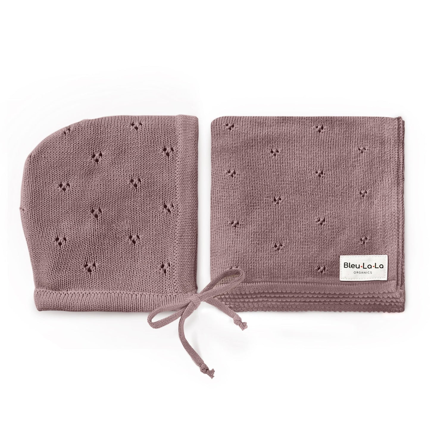 Organic Pointelle Swaddle Blanket and Hat Gift Set Bleu La La