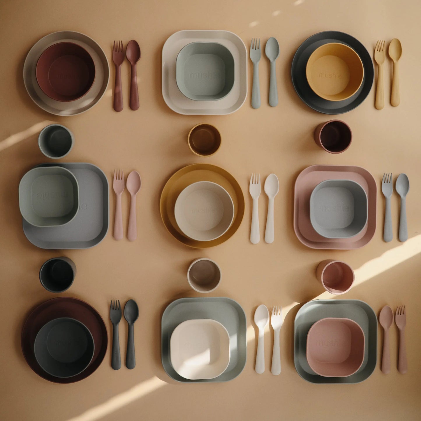 Round Dinnerware Bowl Set BPA Free Plastic Dishwasher Safe Microwave Safe Mushie