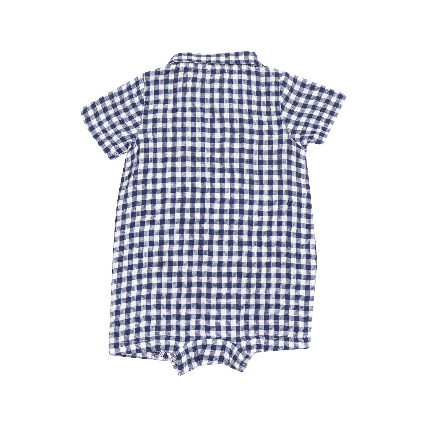 Button Down Polo Shortie Navy Gingham.