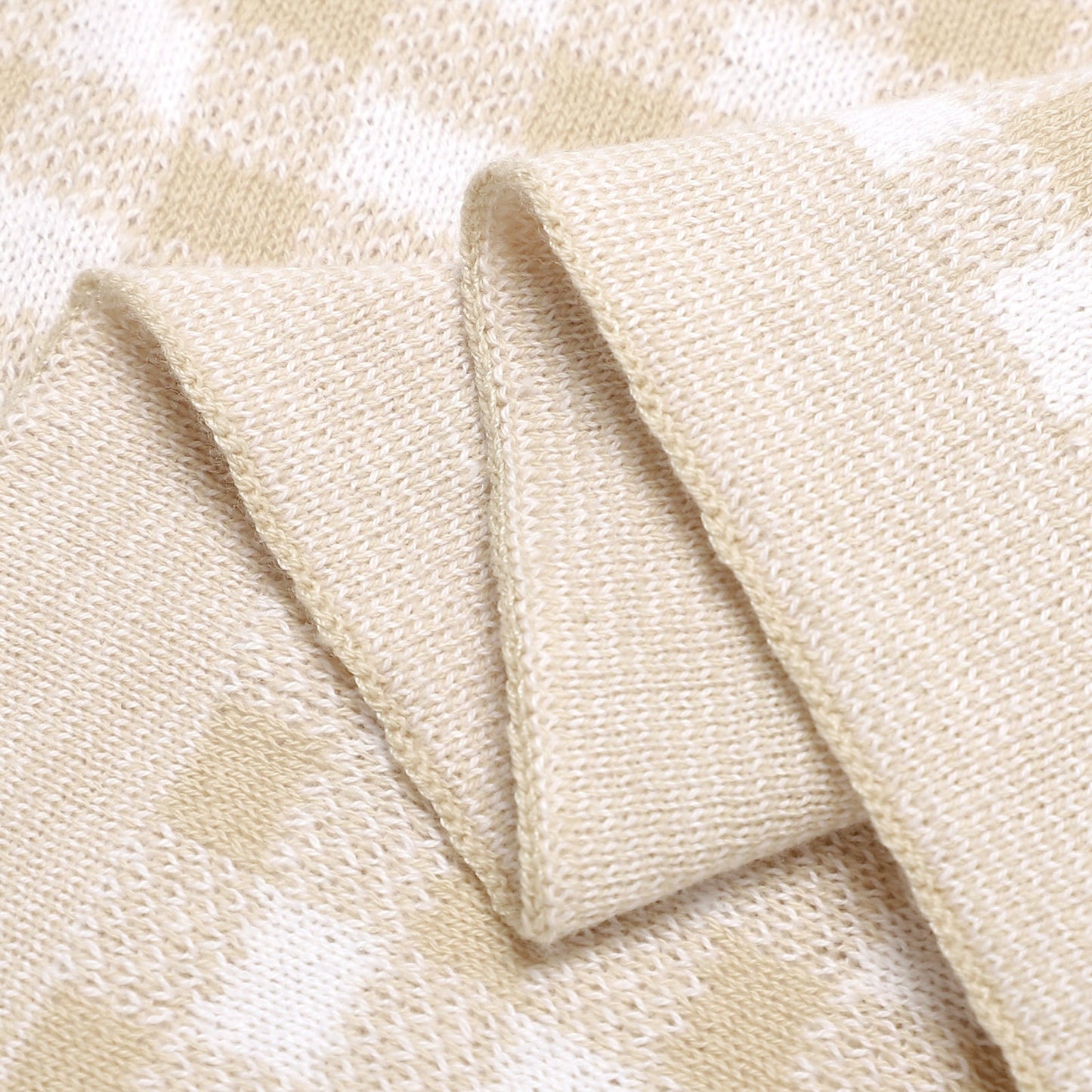 Checkered Knit Baby Blanket - Pure Cotton Comfort for Year-Round Coziness Bleu La La