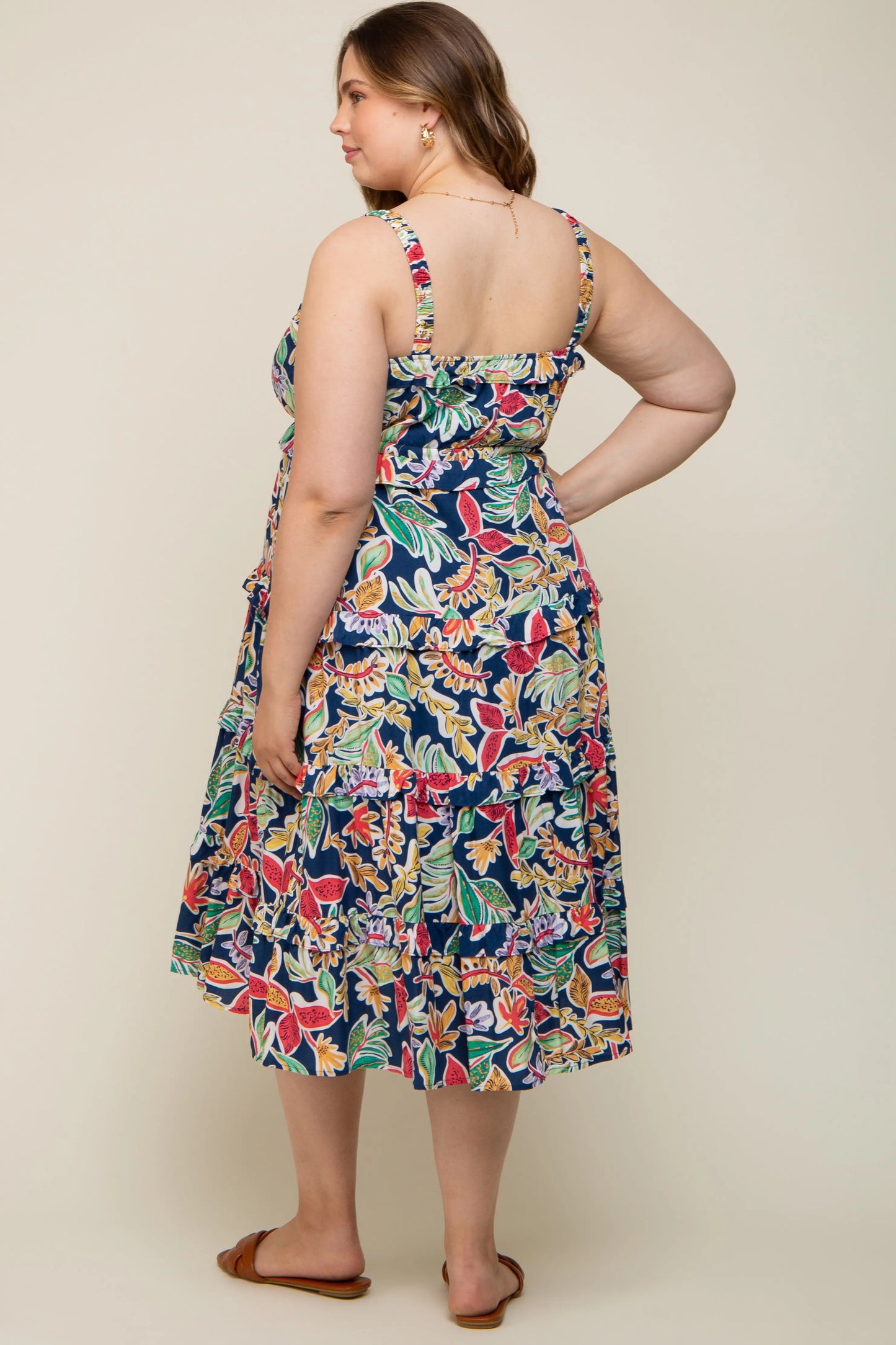 PinkBlush PinkBlush Floral Tiered Maternity Midi Dress for Stylish Moms-to-Be - Apparel & Accessories > Clothing > Dresses