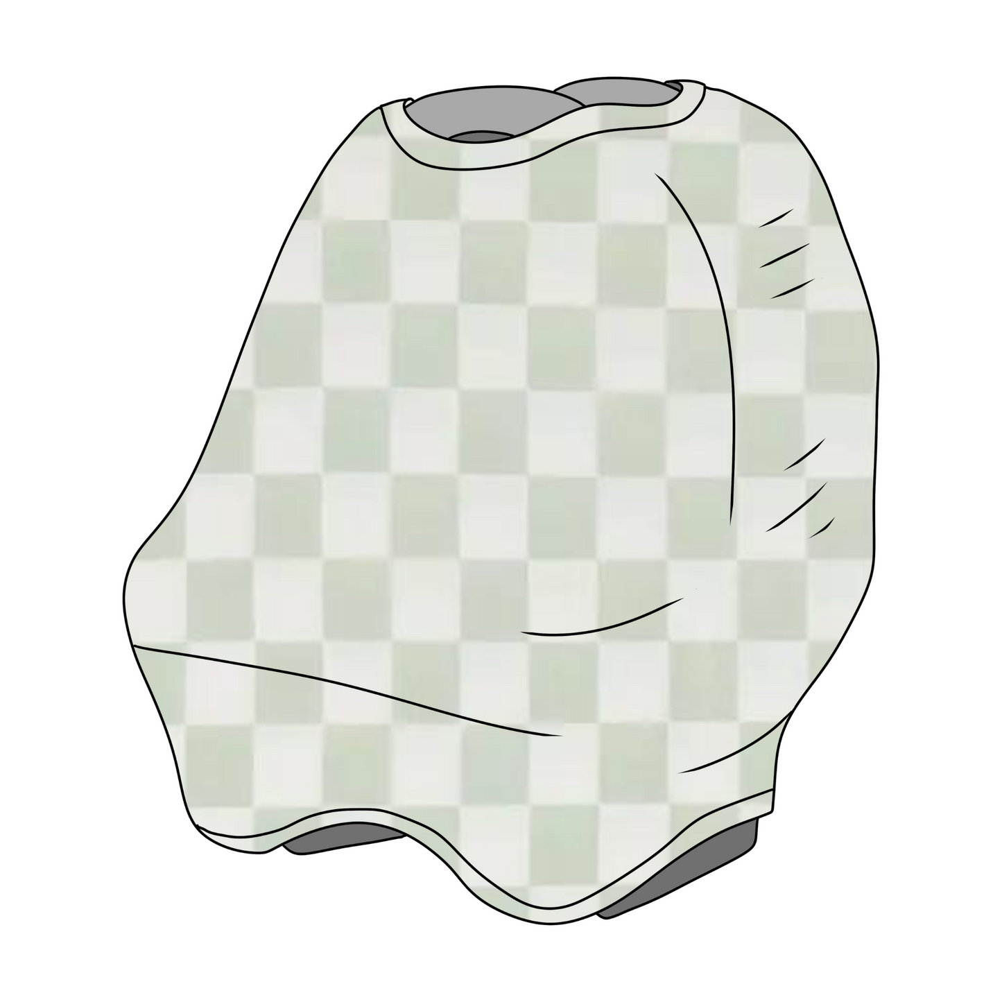 Leaf Green White Checkered Car Seat Cover For Babies Little Mae & Co Everetts Place: Online Boutique