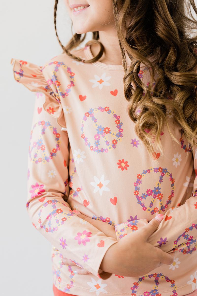 Mila & Rose ® Flower Child Long Sleeve Ruffle Tee for Girls Mila Rose - Apparel & Accessories > Clothing > Clothing Tops Ruffle Tee L/S