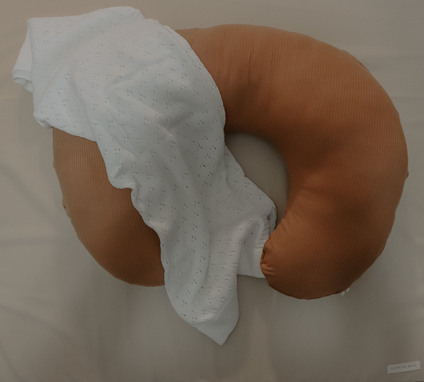 Caramel Ribbed Nursing Pillow Cover Soft Beige Fabric Little Mae & Co Everetts Place: Online Boutique