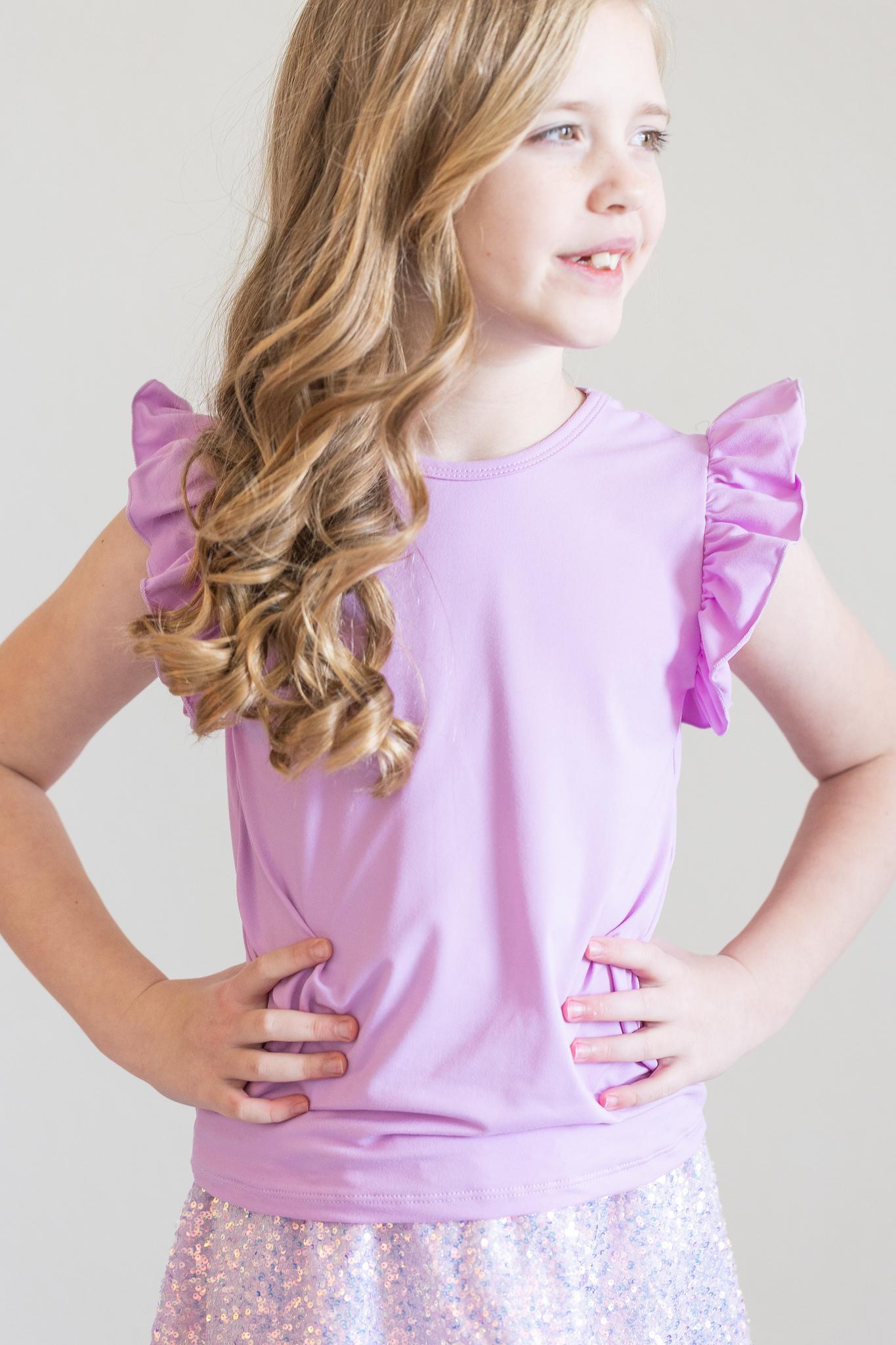 Mila & Rose ® Bright Lilac Short Sleeve Ruffle Tee Mila Rose Girls - Apparel & Accessories > Clothing > Clothing Tops > T-Shirts Ruffle Tee S/S