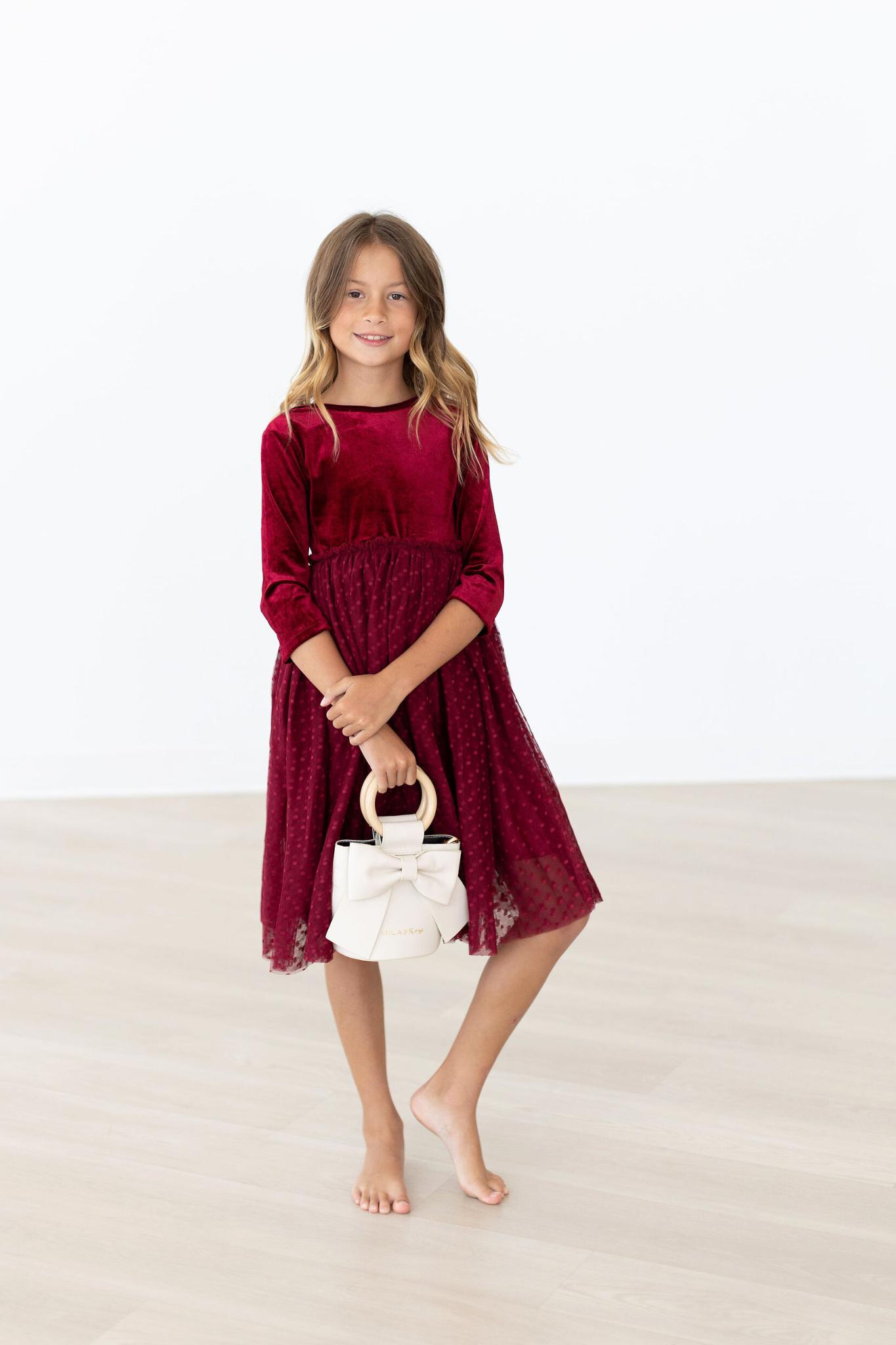 Mila & Rose ® Cranberry Velvet Tutu Dress For Girls Special Occasions - Apparel & Accessories > Clothing > Dresses Velvet Tutu Dress