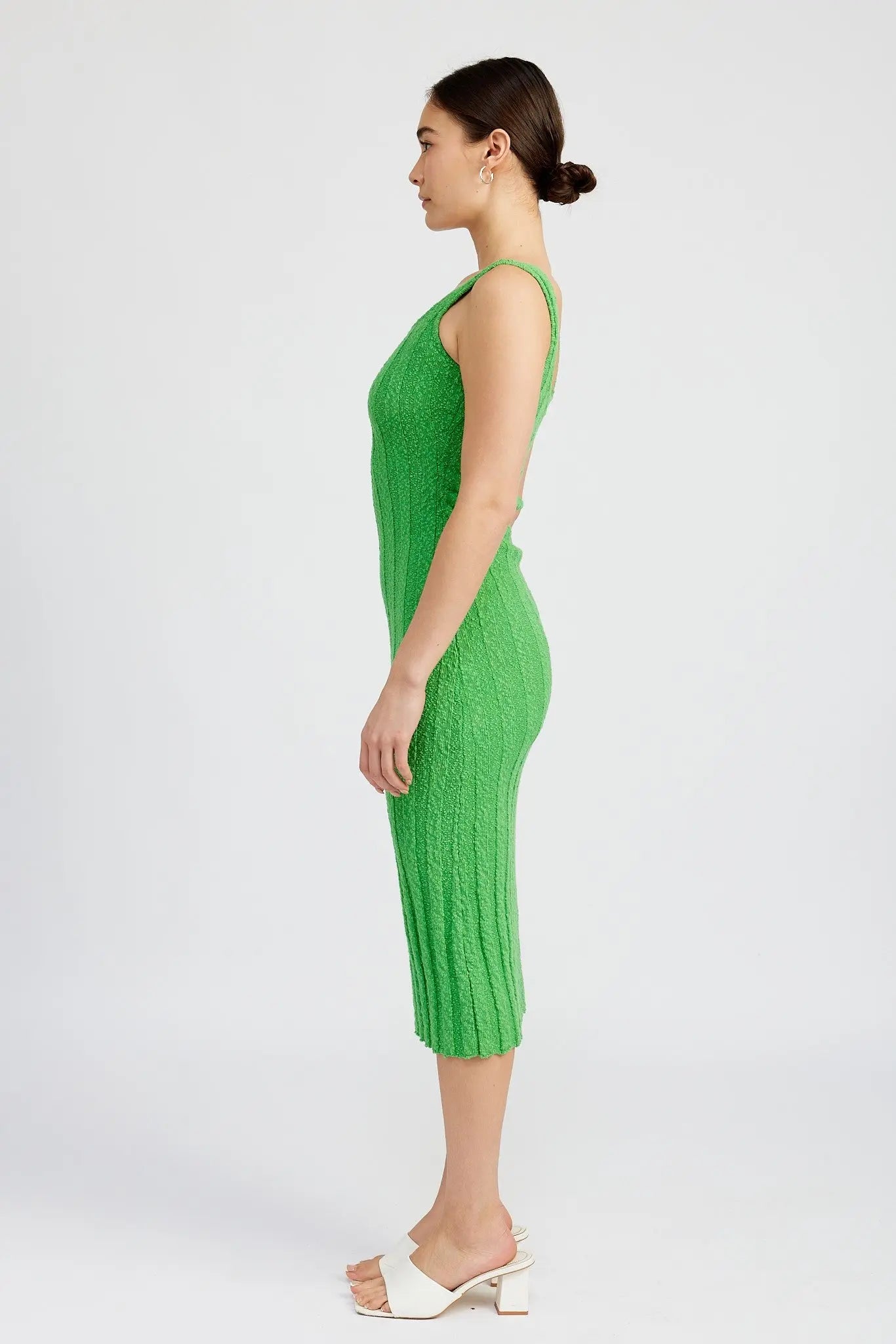 PinkBlush PinkBlush Green Wide Rib Knit Midi Dress with Squared Neckline for Women - Apparel & Accessories > Clothing > Dresses