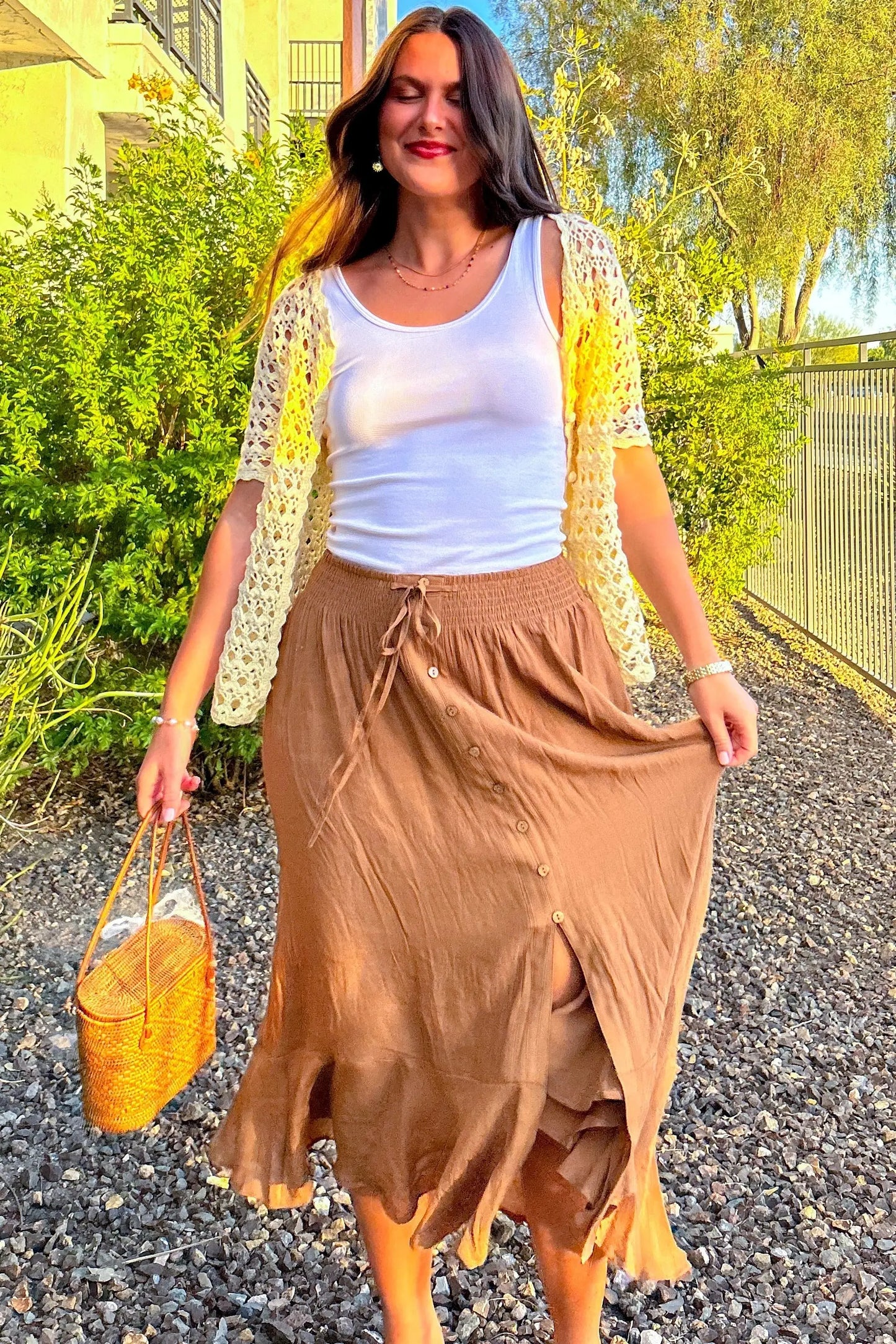 PinkBlush PinkBlush Midi Skirt with Drawstring for Stylish Women - Apparel & Accessories > Clothing > Dresses
