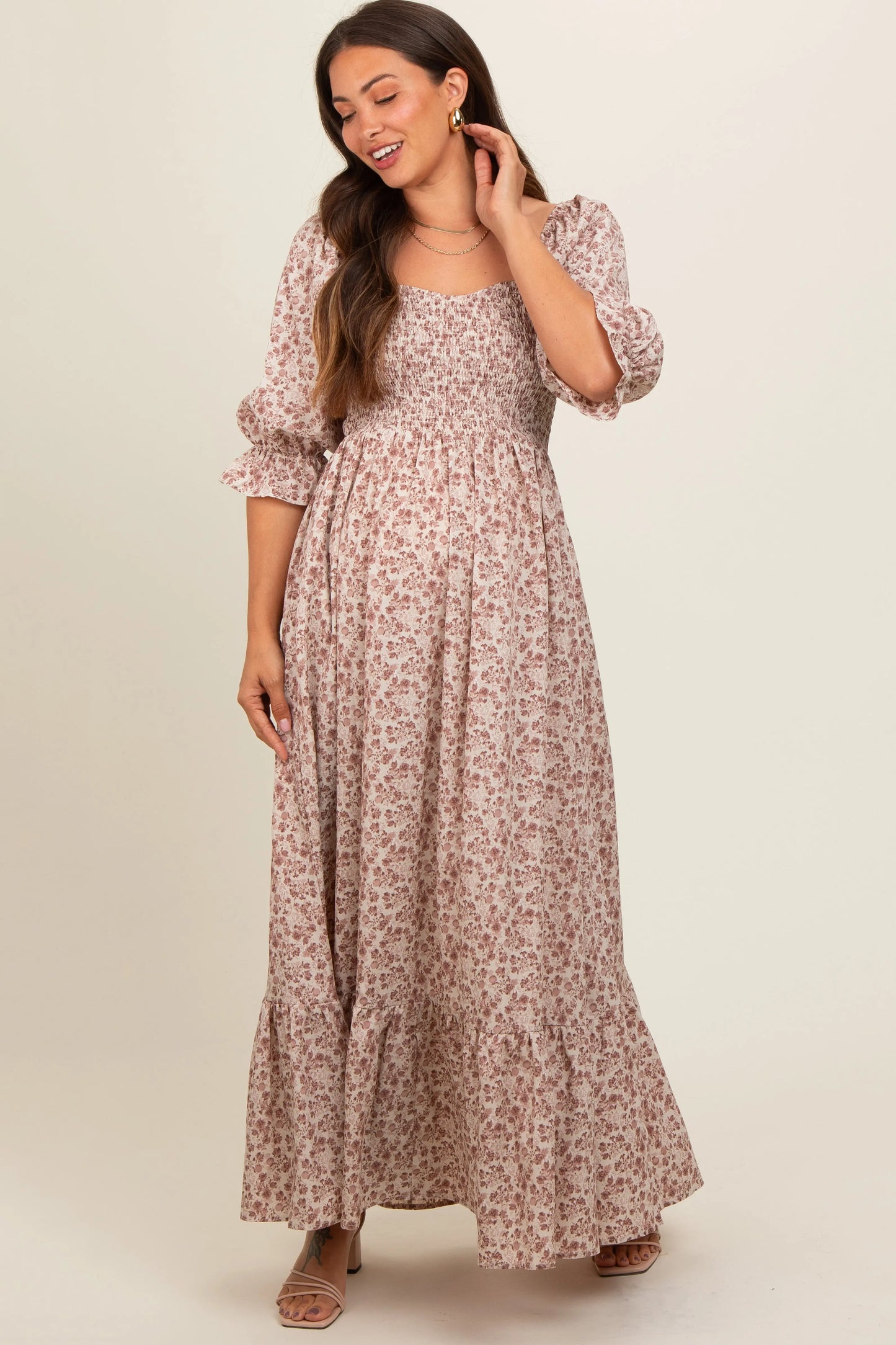 PinkBlush PinkBlush Maternity Maxi Dress with Ruffle Hem for Expecting Mothers - Apparel & Accessories > Clothing > Dresses