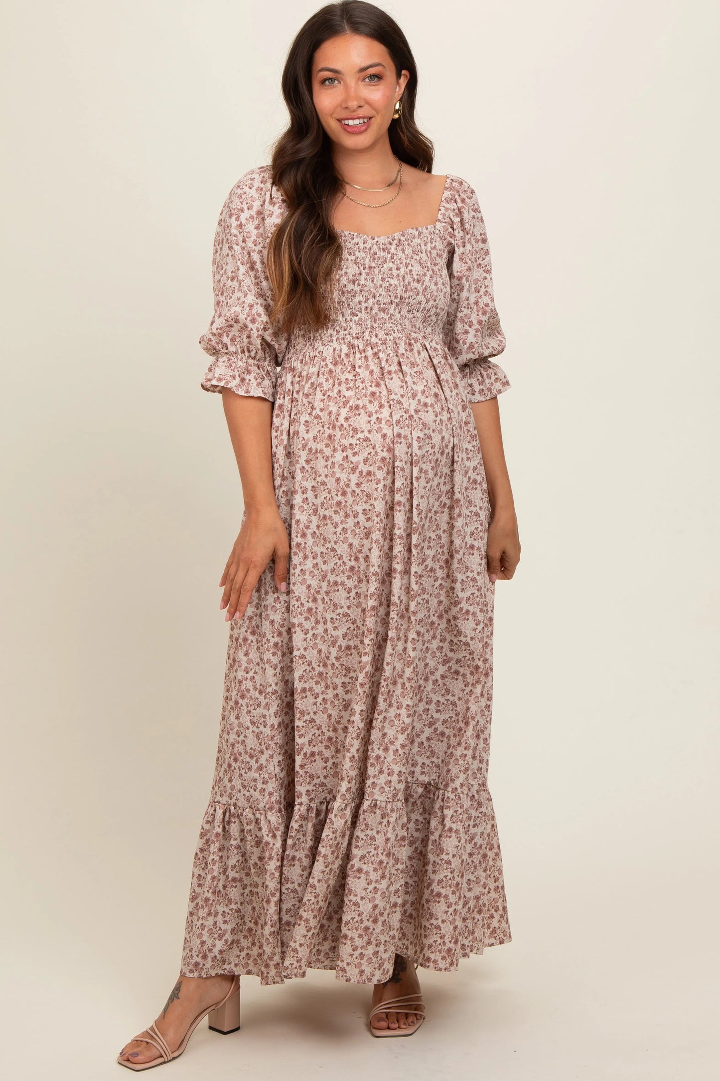 PinkBlush PinkBlush Maternity Maxi Dress with Ruffle Hem for Expecting Mothers - Apparel & Accessories > Clothing > Dresses