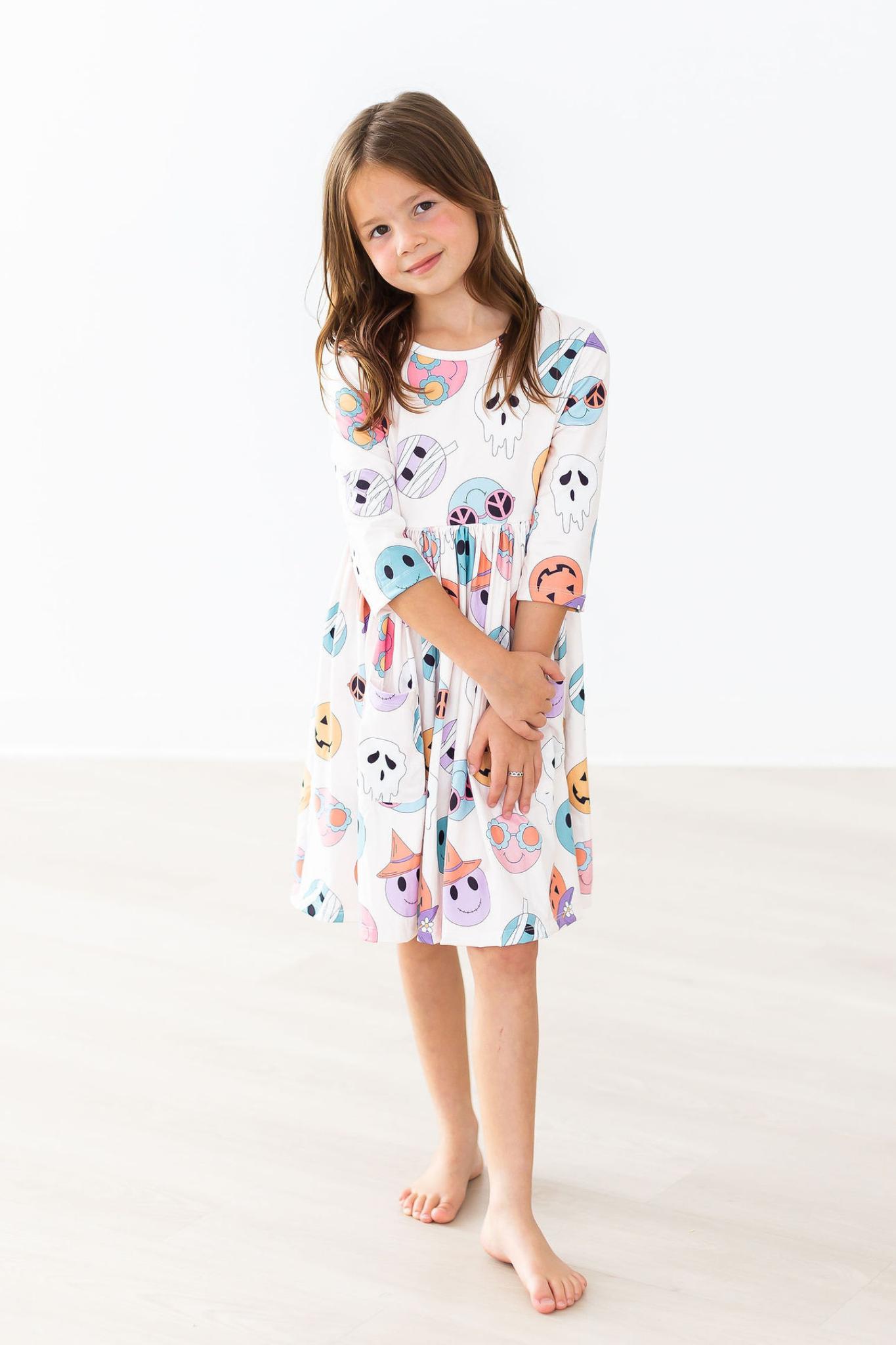 Mila & Rose ® Monster Mash Three Quarter Sleeve Pocket Twirl Dress - Apparel & Accessories > Clothing > Dresses Twirl Pocket Dress 3/4