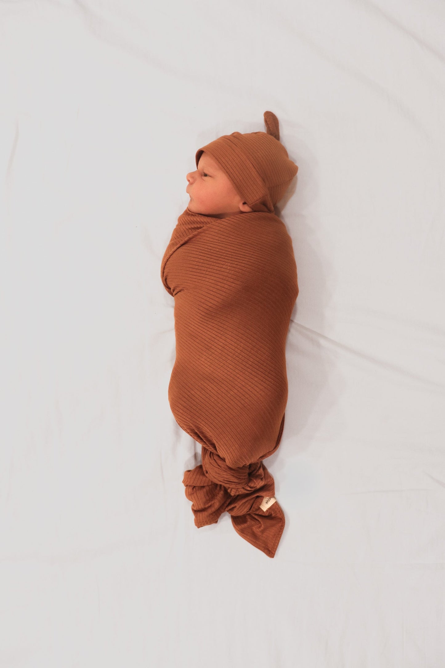 Cocoa Ribbed Stretch Swaddle Baby Blanket For Newborns Little Mae & Co Everetts Place: Online Boutique