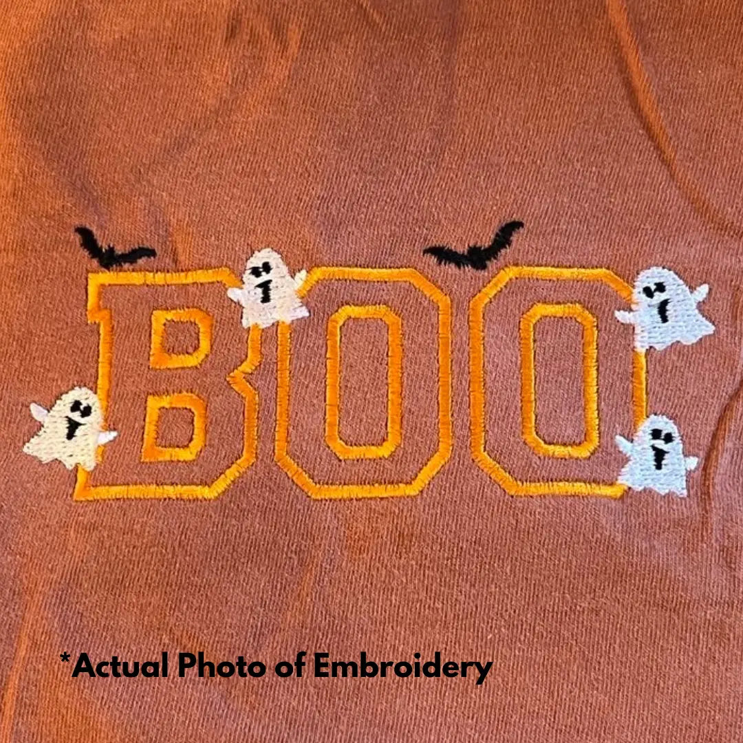 Adult Embroidered Boo Comfort Colors Short Sleeve Tee Yam Little Joy Co. Everetts Place: Online Boutique
