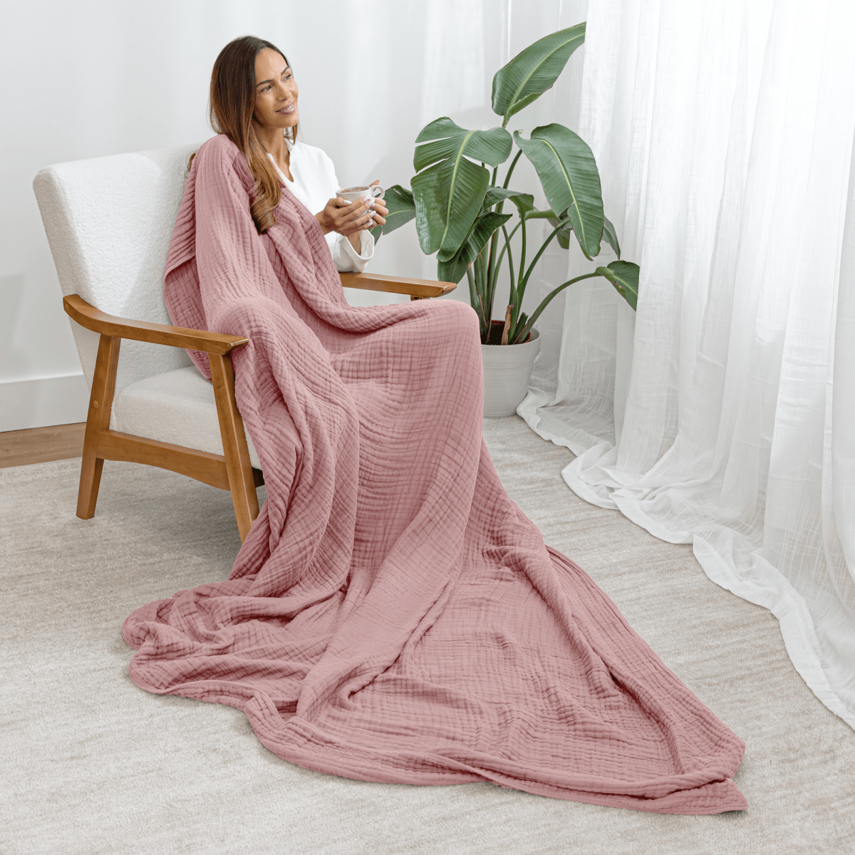 Adult Mauve Muslin Blanket for Cozy Home Comfort Everyday Comfy Cubs Everetts Place: Online Boutique