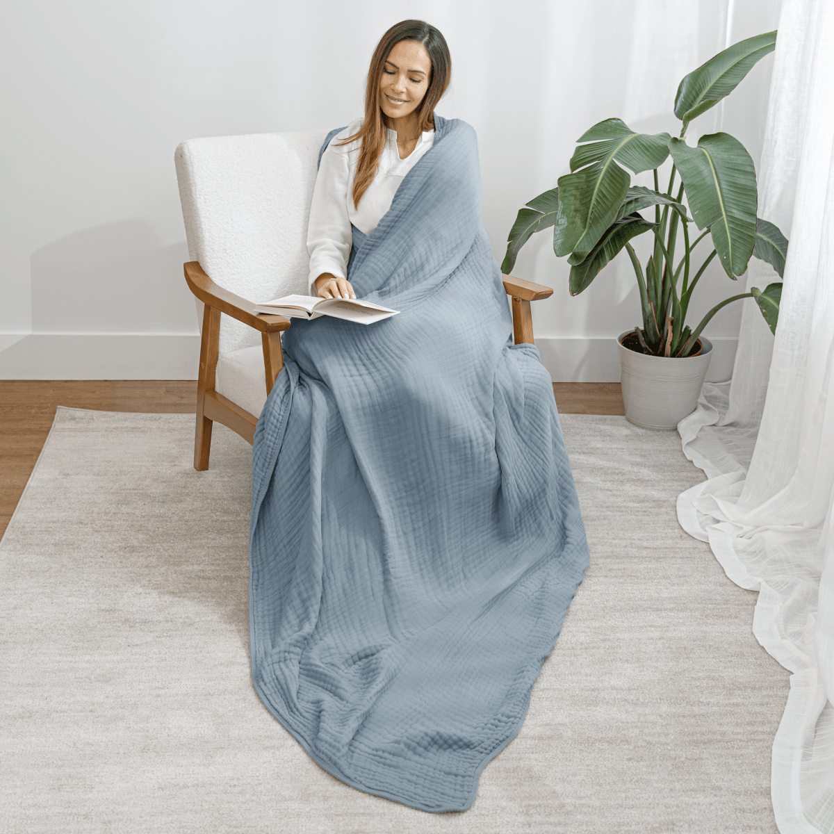 Adult Muslin Blanket Pacific Blue by Comfy Cubs Cozy Comfort - Everetts Place Boutique -