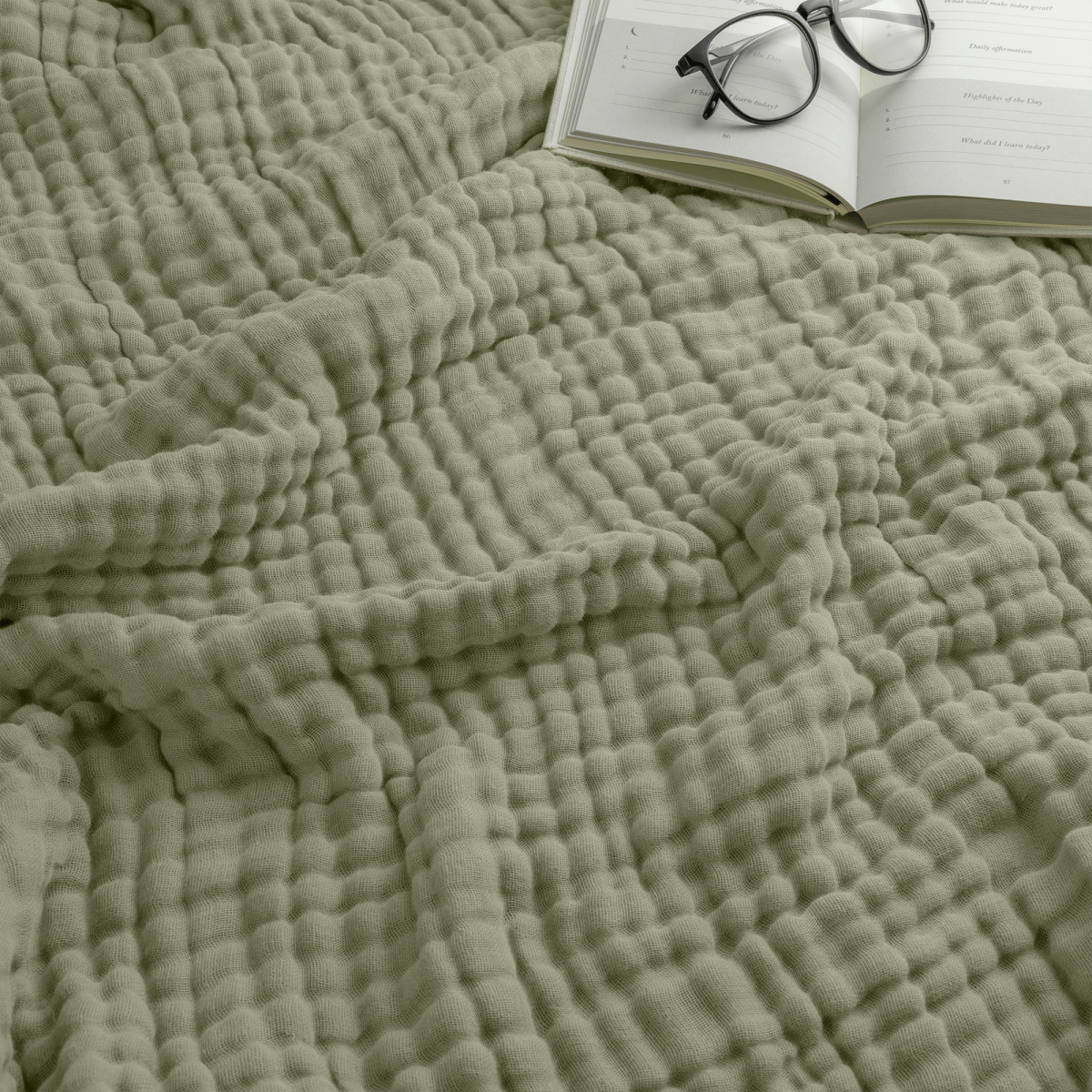 Adult Muslin Blanket Sage Cotton Throw For Cozy Nights - Everetts Place Boutique -