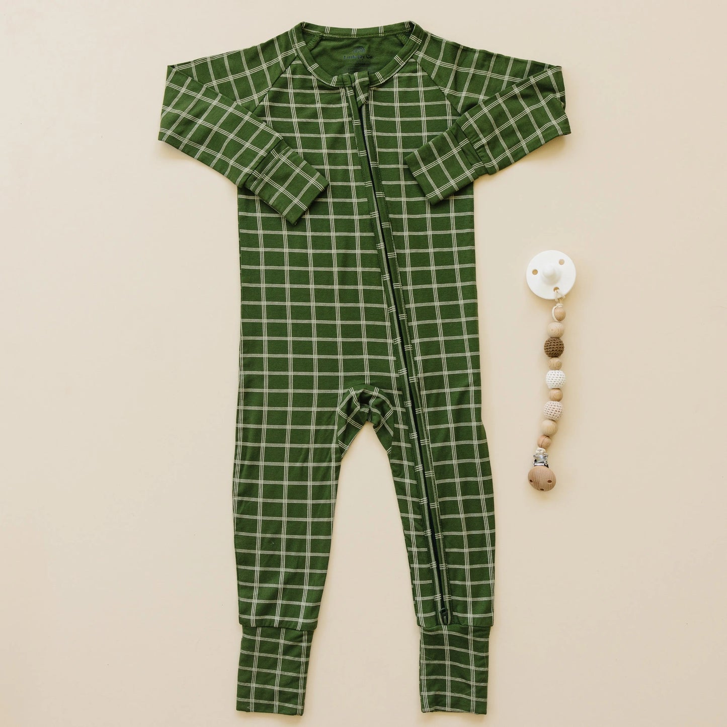 All Spruced Up Bamboo Zippy Romper With Non Slip Soles Little Joy Co. Everetts Place: Online Boutique