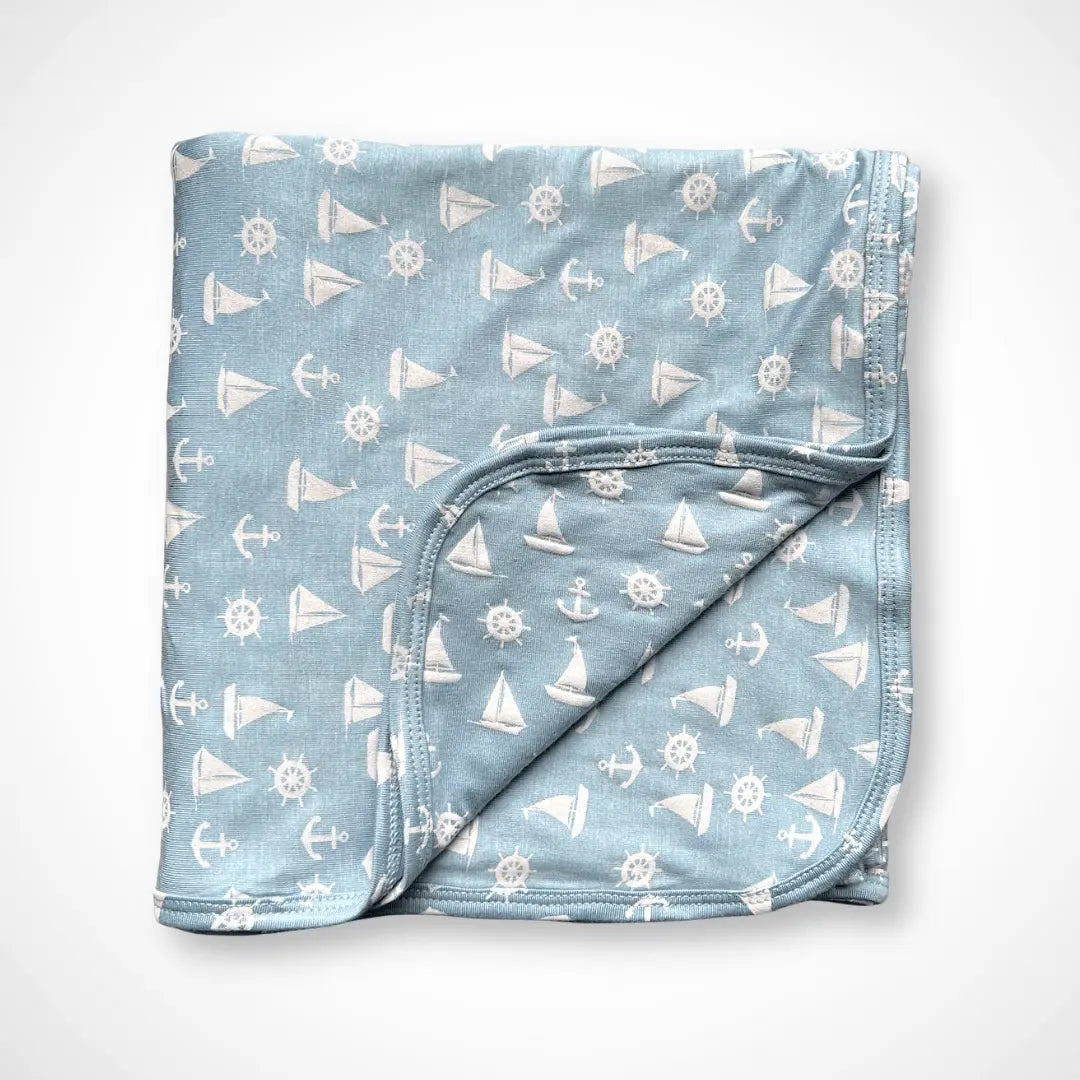 Anchors Away Bamboo Blanket Soft Stretchy Swaddle Nursing Cover Stroller Tummy Time Kolorful Everetts Place: Online Boutique