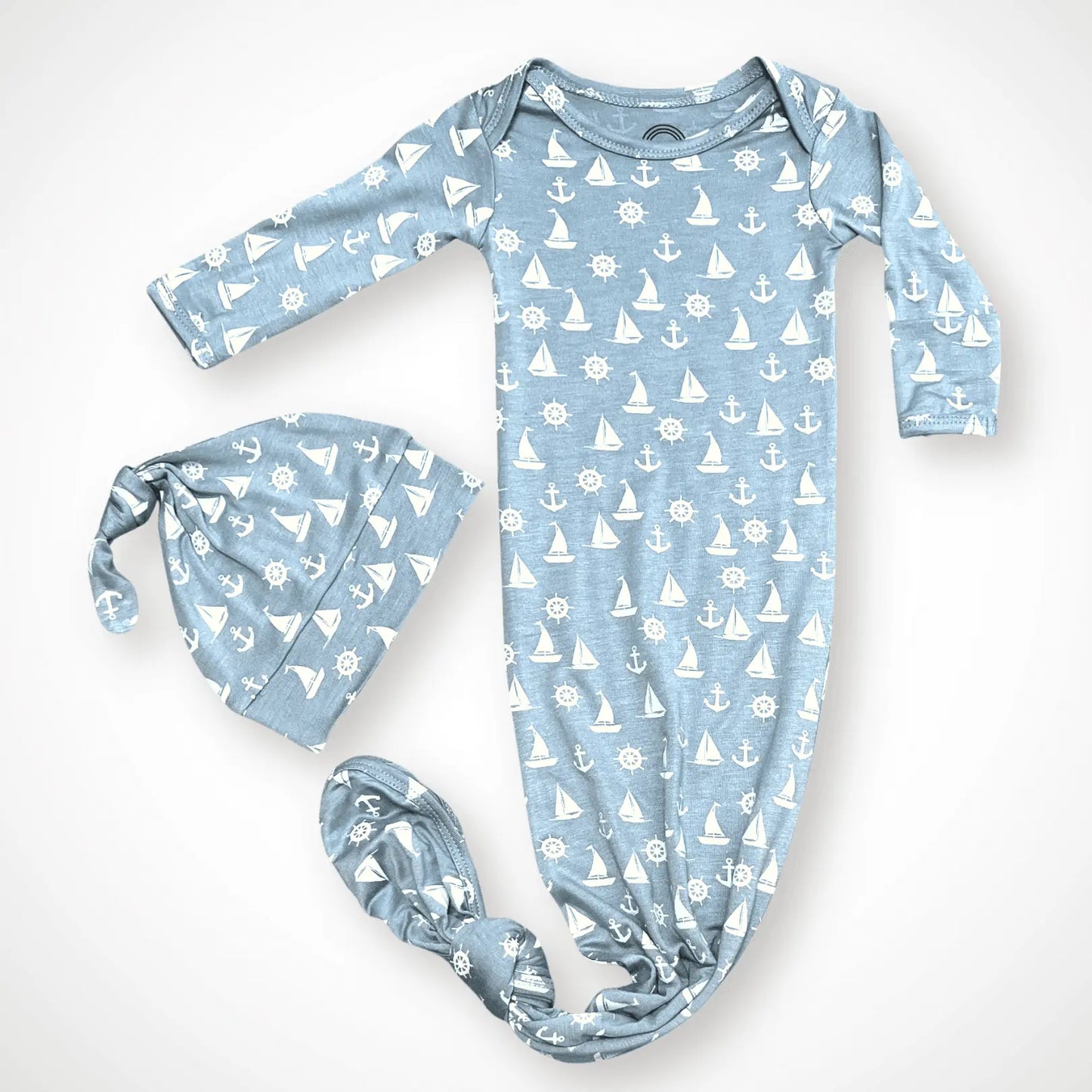 Anchors Away Newborn Bamboo Gown Soft Comfortable Gender Neutral Gift Set Kolorful Everetts Place: Online Boutique