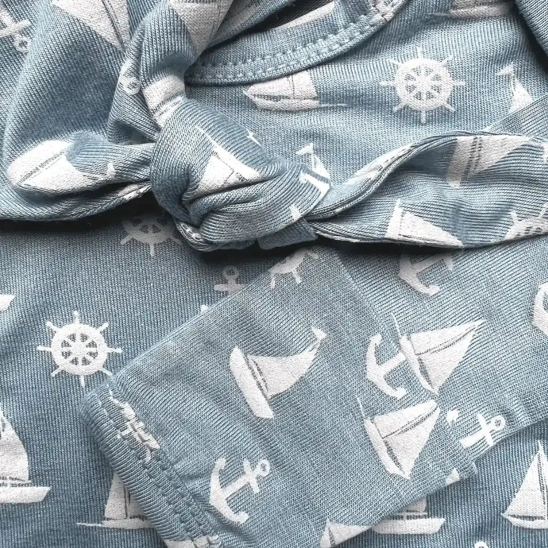 Anchors Away Newborn Bamboo Gown Soft Comfortable Gender Neutral Gift Set Kolorful Everetts Place: Online Boutique