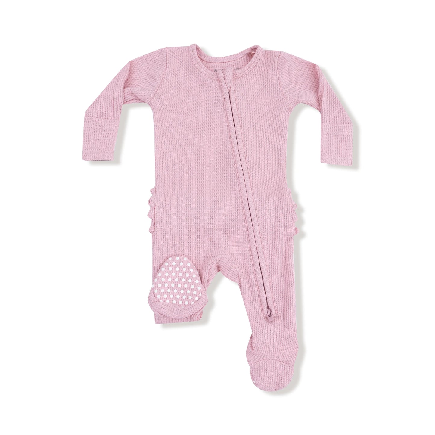 Angel Dear 2 Way Zipper Ruffle Back Footie Waffle Fabric Angel Dear Everetts Place: Online Boutique