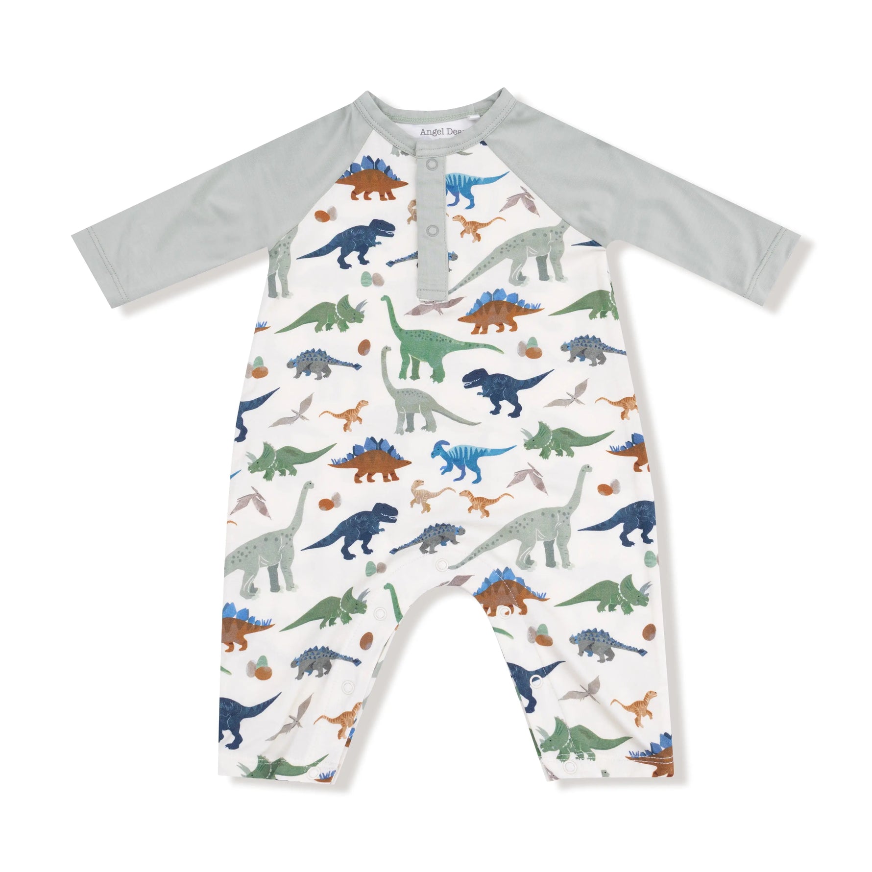 Angel Dear Angel Dear Bamboo Viscose Long Sleeve Raglan Henley Romper - Apparel & Accessories > Clothing > Baby & Toddler Clothing > Baby One-Pieces 623