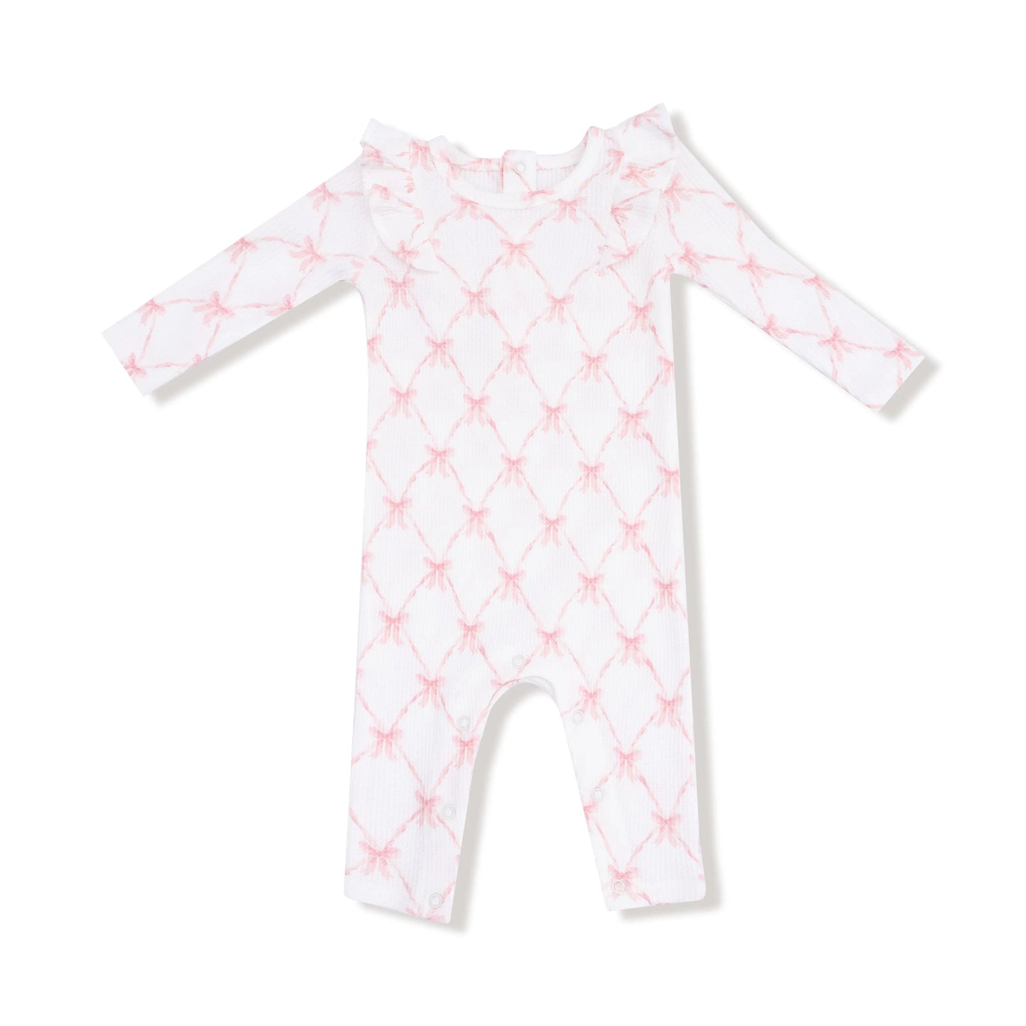 Angel Dear Long Sleeve Ruffle Romper Soft Waffle Knit Angel Dear Everetts Place: Online Boutique