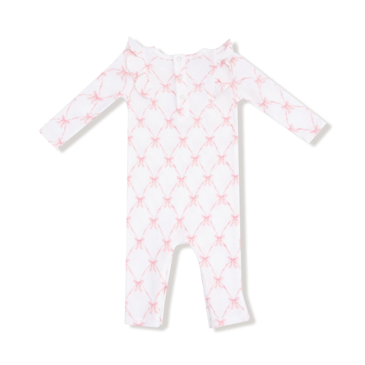 Angel Dear Long Sleeve Ruffle Romper Soft Waffle Knit Angel Dear Everetts Place: Online Boutique