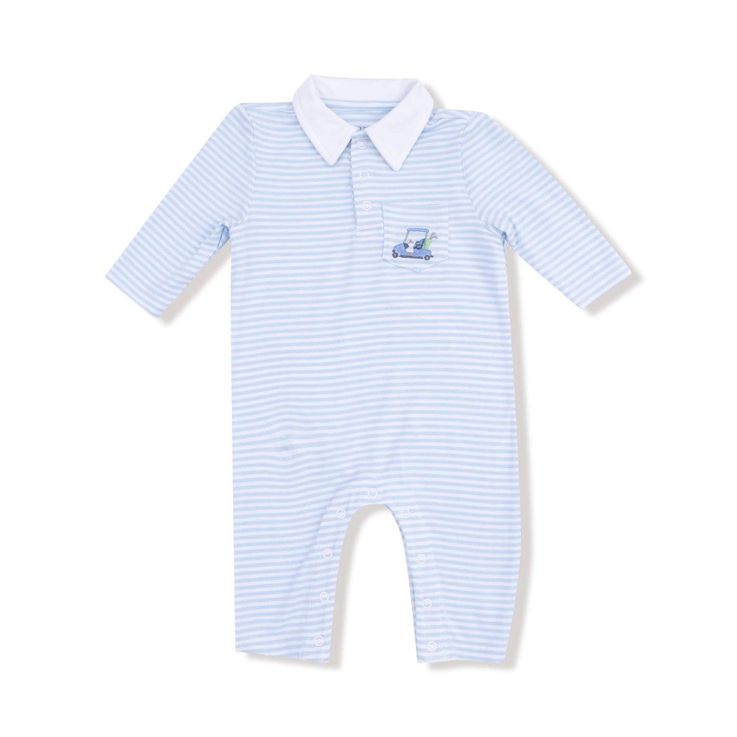 Angel Dear Polo Romper With Golf Cart Applique Silky Bamboo Angel Dear Everetts Place: Online Boutique