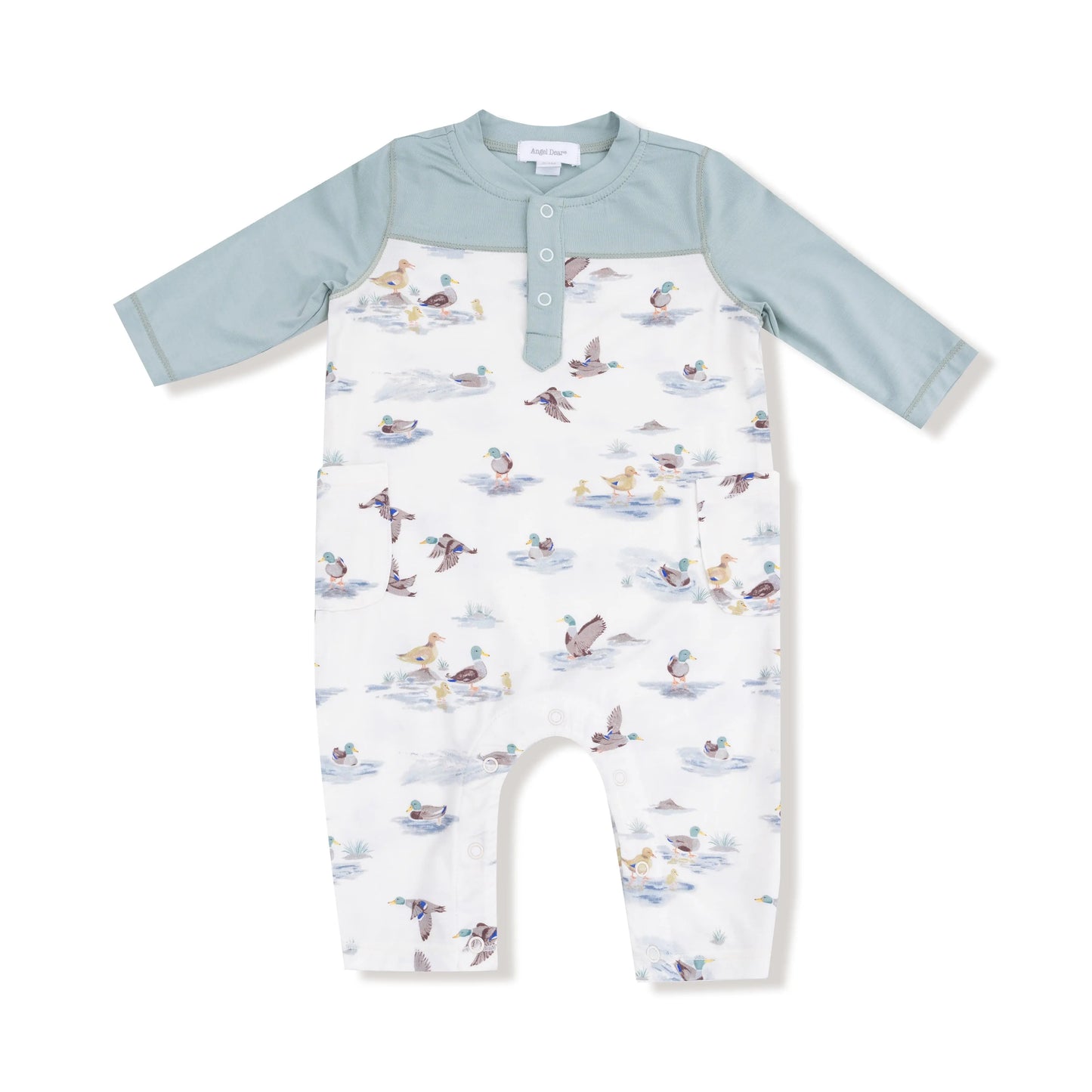 Angel Dear Romper With Contrast Sleeves Cozy Bamboo Viscose Angel Dear Everetts Place: Online Boutique