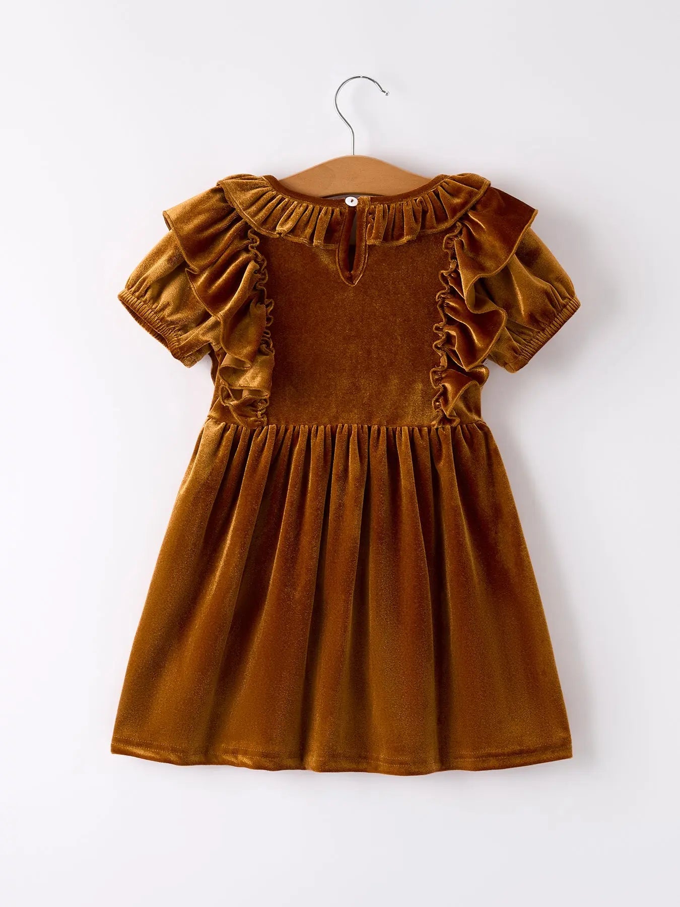 Autumn Brown Velvet Girls Dress for Stylish Comfort and Warmth Rylee Faith Designs Everetts Place: Online Boutique