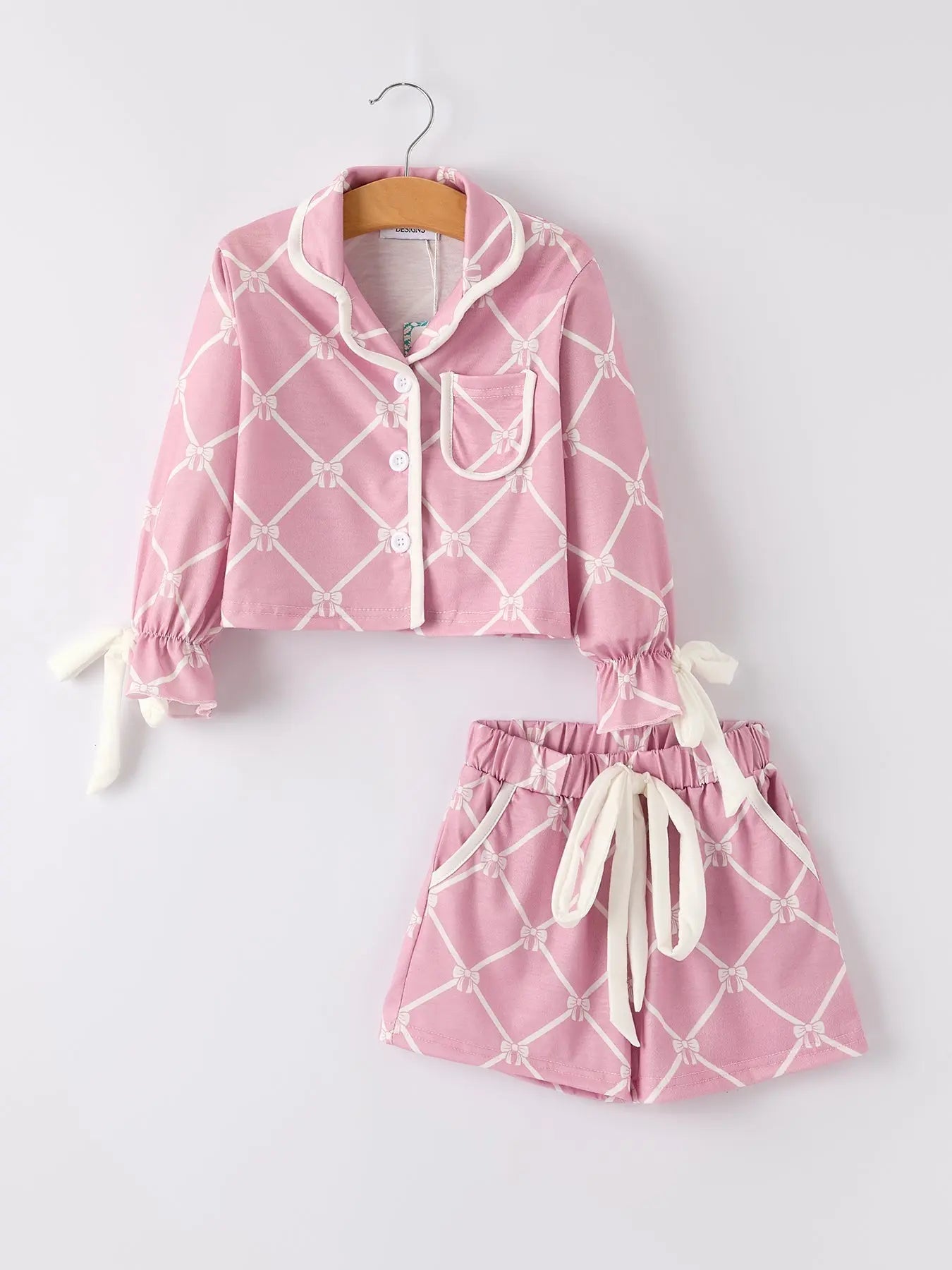 Autumn Check Bow Girls Lapel Pajamas Rylee Faith Designs Everetts Place: Online Boutique