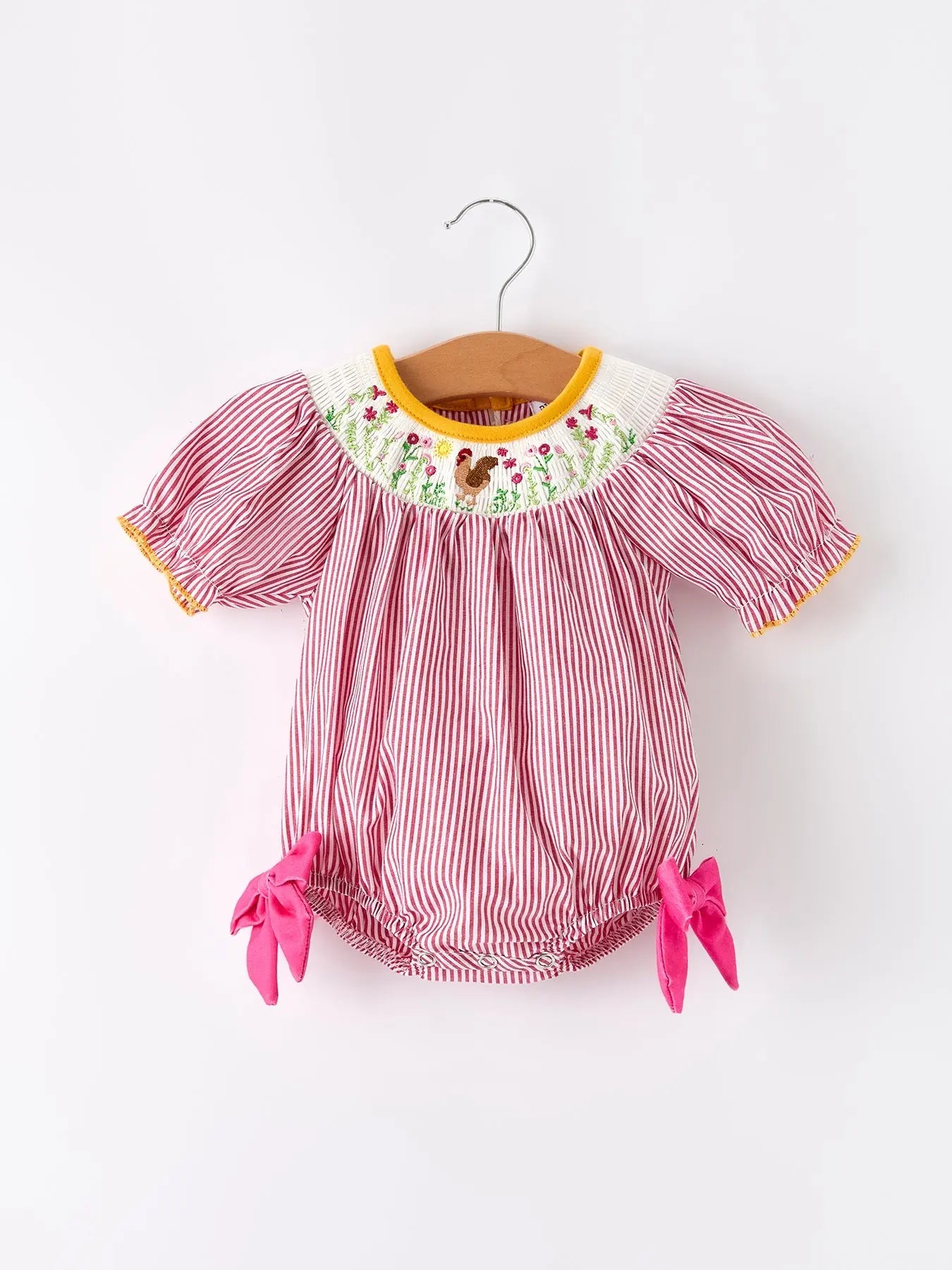 Autumn Rooster Smock Embroidered Baby Girl Romper Outfit Rylee Faith Designs Everetts Place: Online Boutique