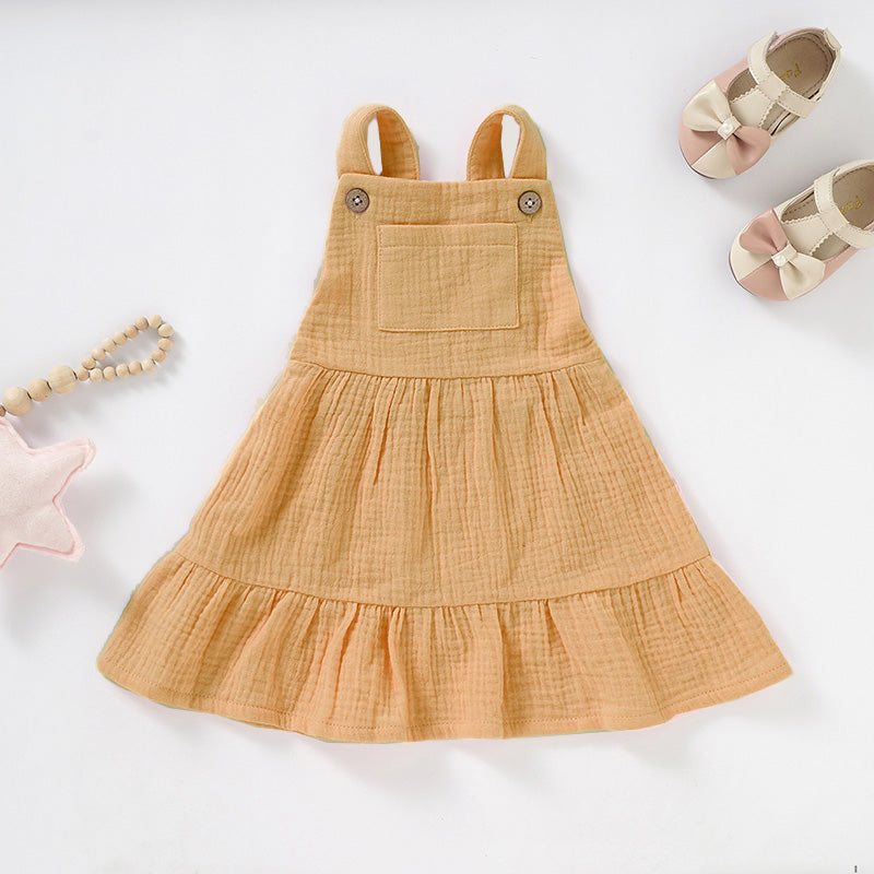 Organic Cotton Muslin Baby Dress 100 Percent Soft Lightweight Button Strap Multiple Colors and Sizes Available Newcastle Classics