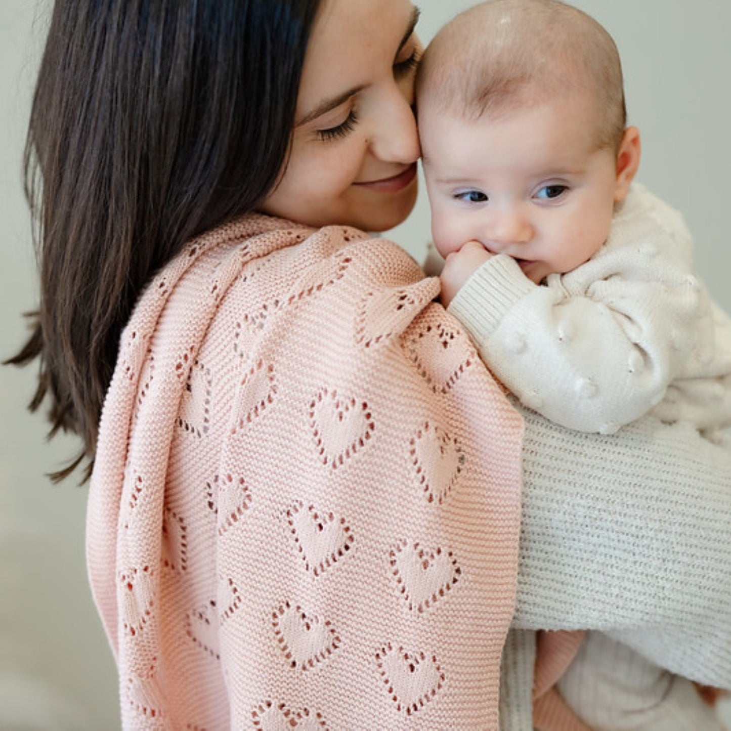100 Percent Cotton Luxury Knit Heart Swaddle Baby Blanket Bleu La La