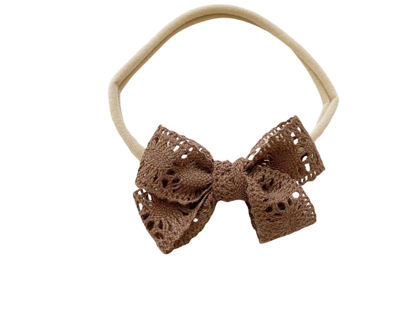 Baby Bow Headband - Brown Lace Harp Angel Boutique