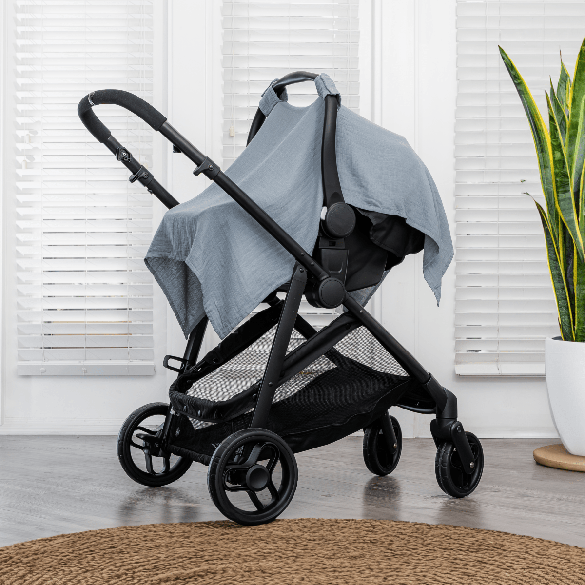 Comfy Cubs Baby Car Seat Cover Pacific Blue Breathable Bamboo Rayon - Everetts Place Boutique -