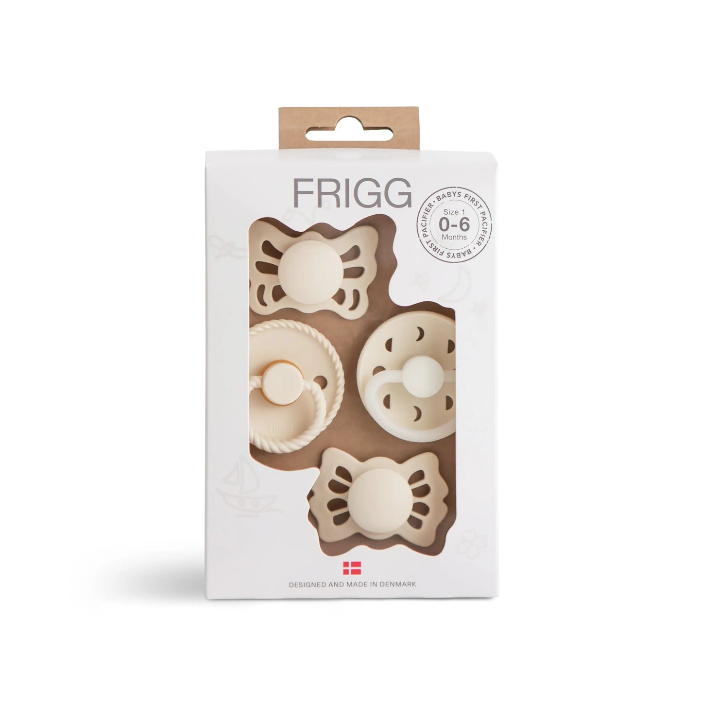 Frigg Babys First Pacifier Moonlight Sailing Cream 4 Pack Mushie