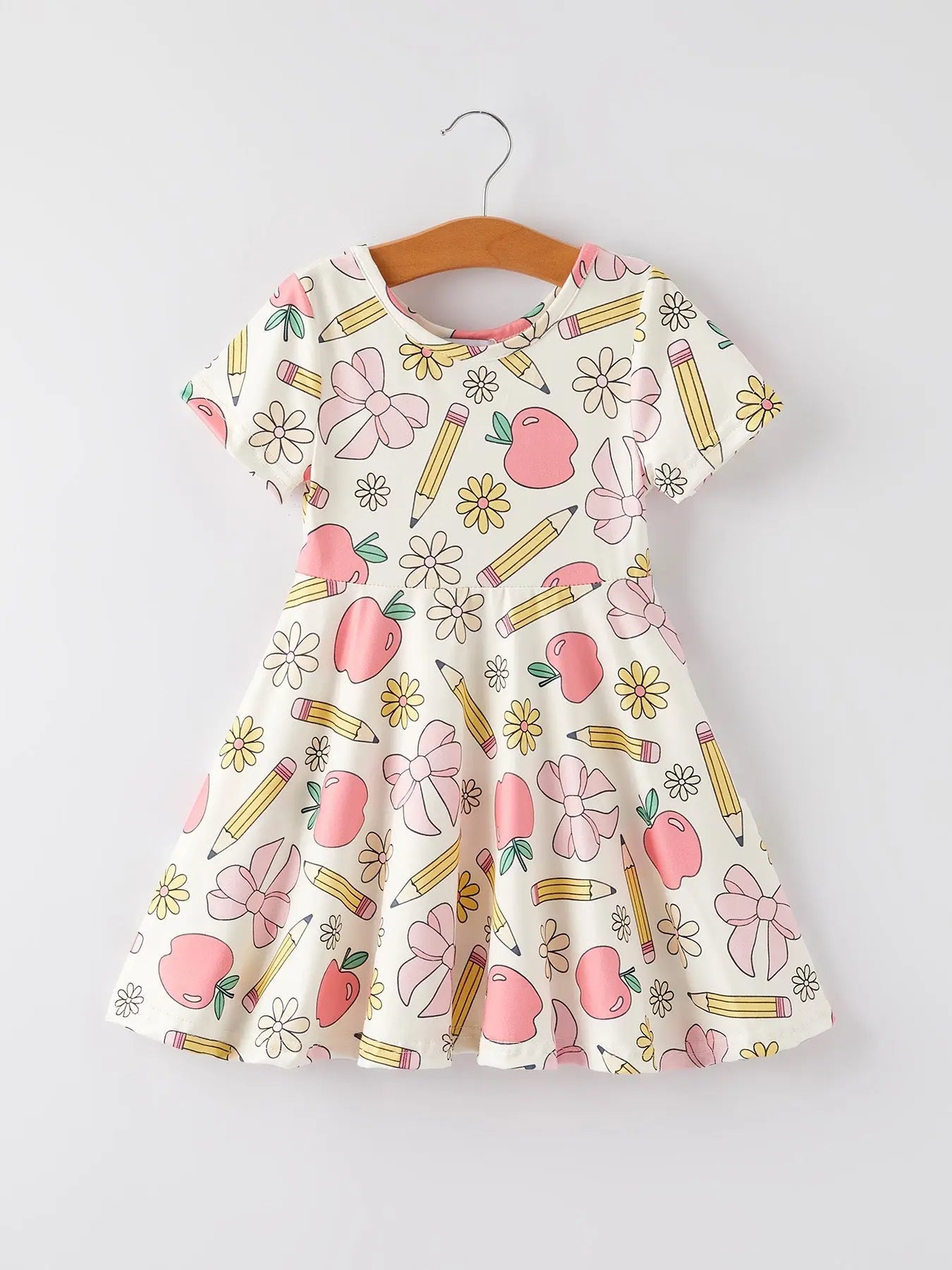 Back to School Apple, Pencil, and Floral Print Girls Dress Rylee Faith Designs Everetts Place: Online Boutique